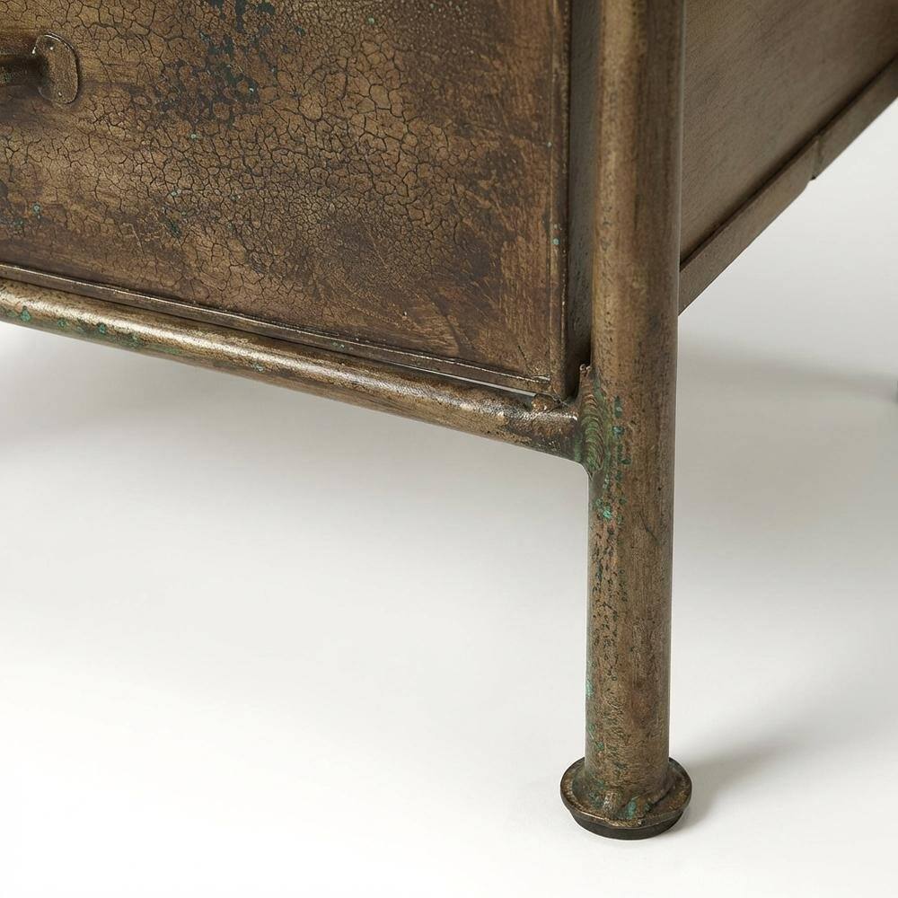 Alt View 1. Starlight Canyon Home - Industrial Side Table with Drawer, Distressed Accent Table for Living Room - Bronze.