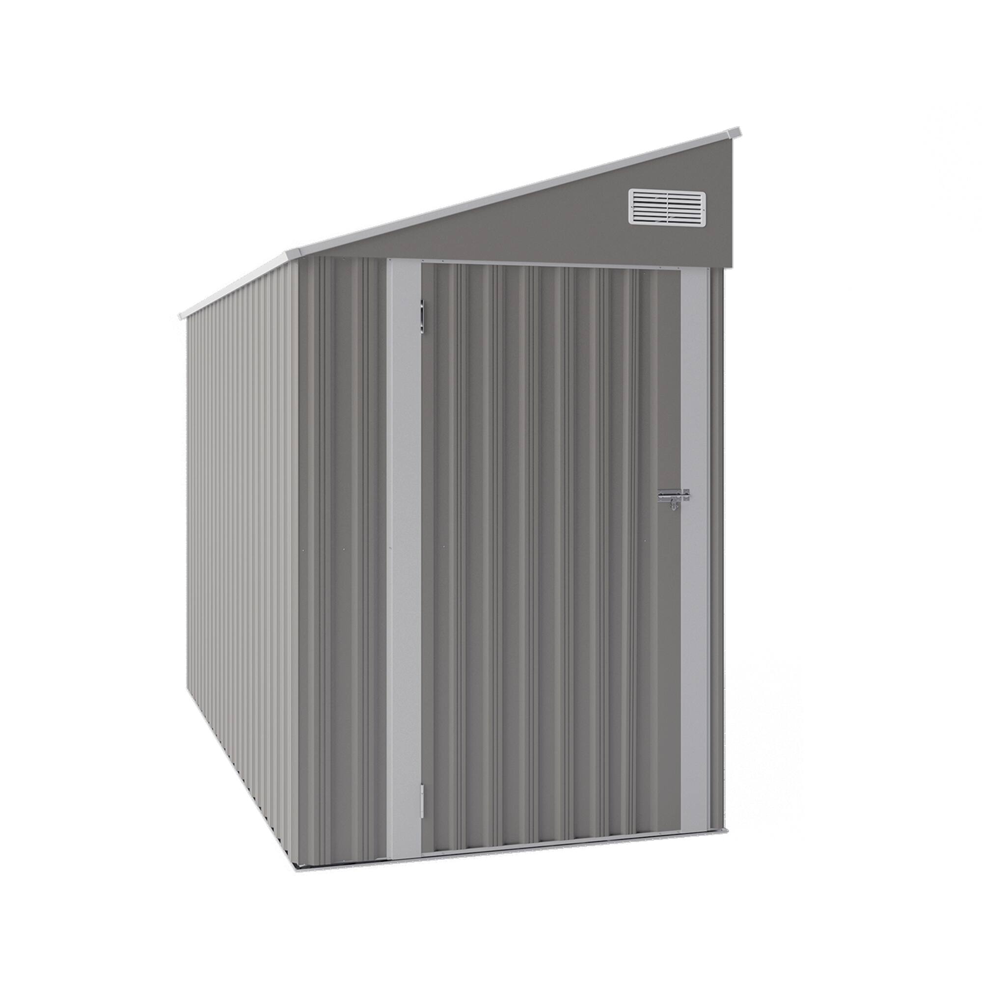 Alt View 7. Loheer - Loheer 4x8 Metal Storage Shed Dark Gray Backyard Garden Tool Shed Waterproof Outdoor Equipment Storage with Sloping Roof.