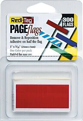 Redi-Tag PAGE flags  
Remove & Reposition  
Adhesive on half the flag  
1" x 3/16" (25mm x 5mm)  
One Color per pack  
Padded for easy use  
300 FLAGS