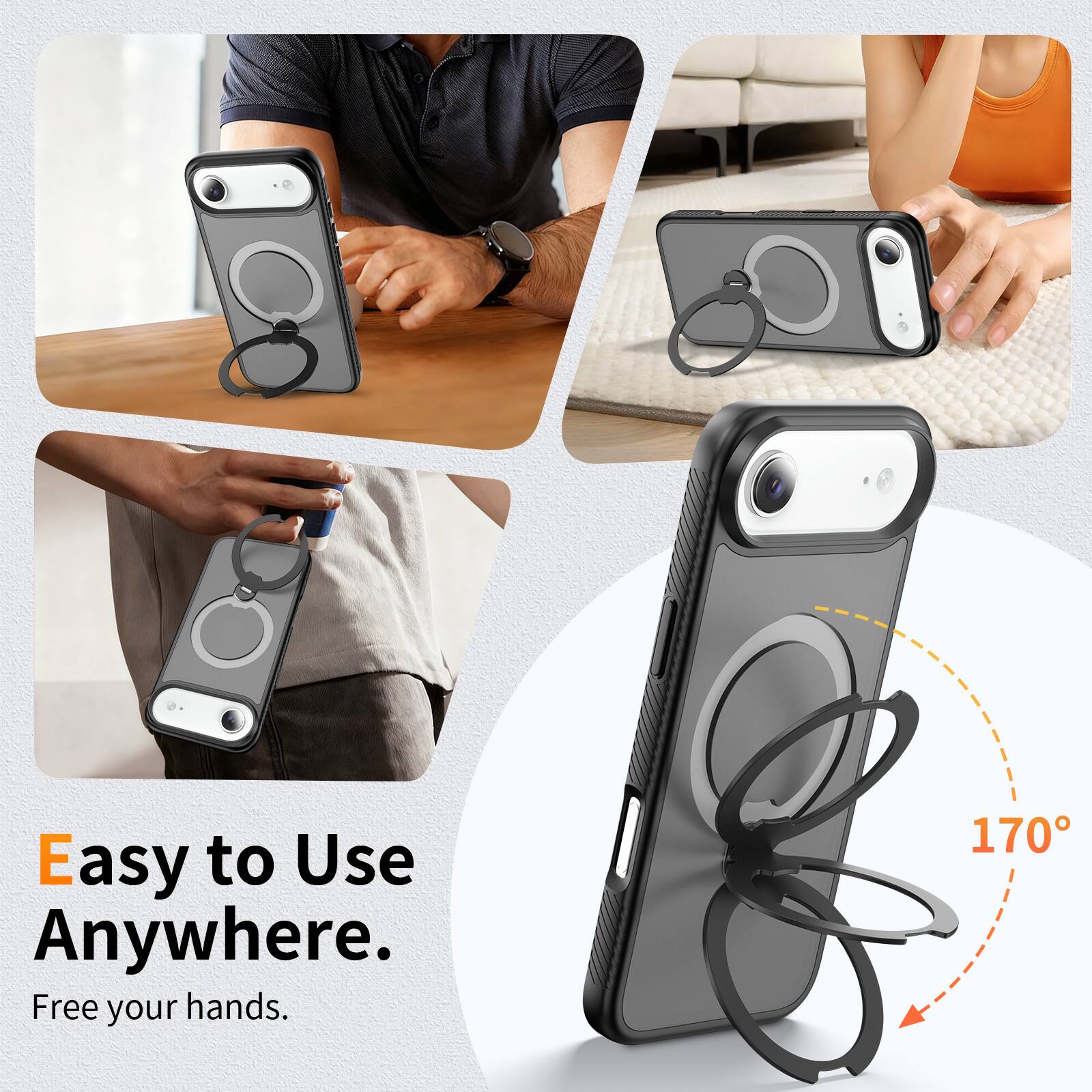 Easy to Use Anywhere.  
Free your hands.  

170°