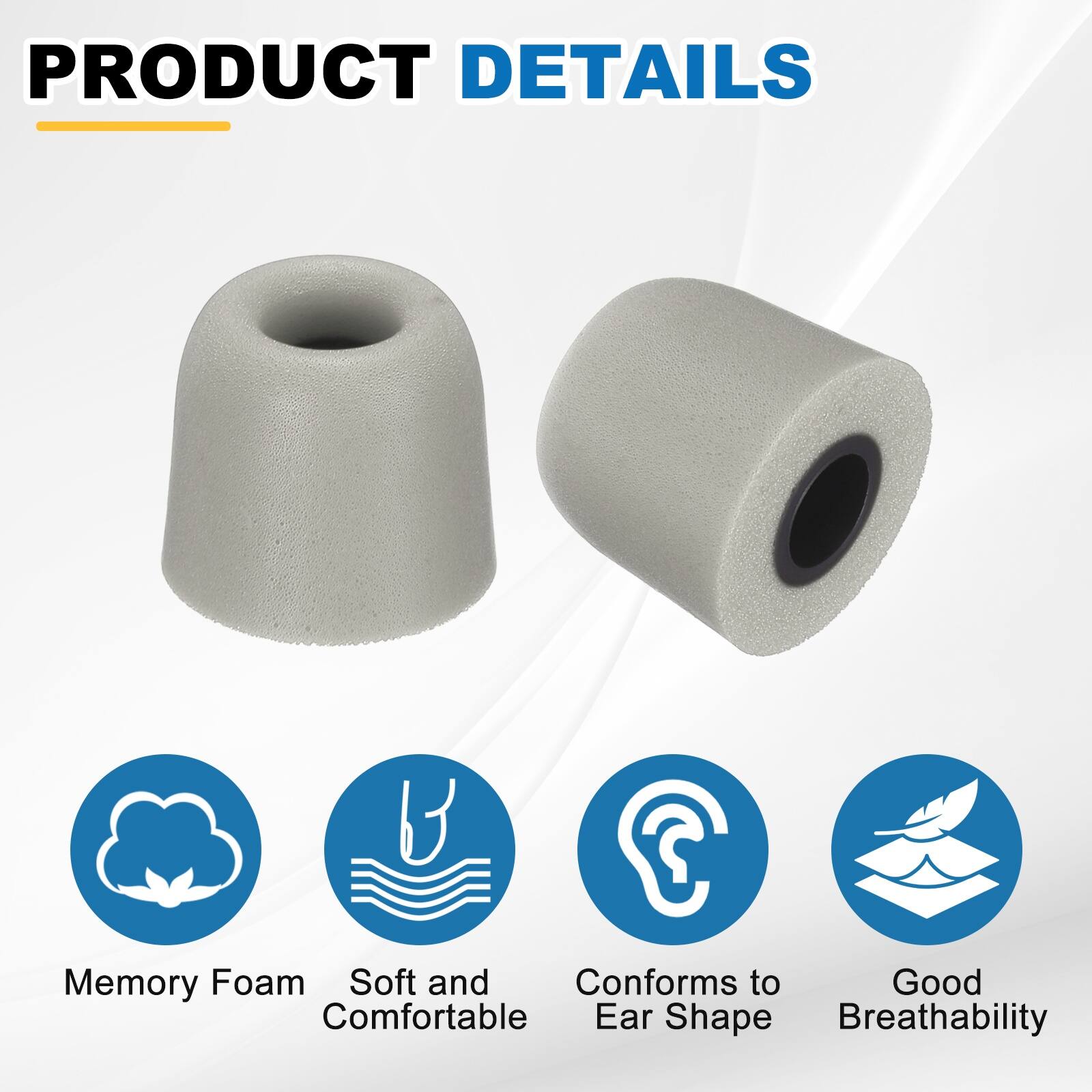 PRODUCT DETAILS

- Memory Foam
- Soft and Comfortable
- Conforms to Ear Shape
- Good Breathability