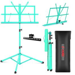 5 CORE - Music Stand Adjustable 57" Desktop Book Stands Sheet Holder All Metal Portable Bookstand - Green