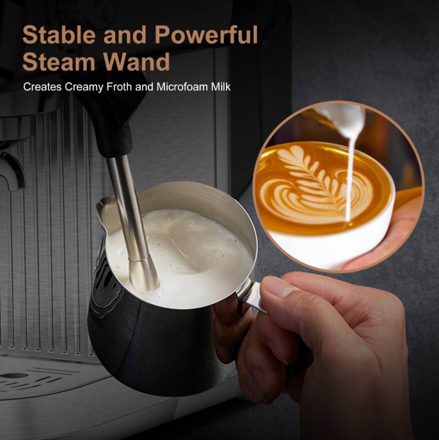 Stable and Powerful Steam Wand  
Creates Creamy Froth and Microfoam Milk