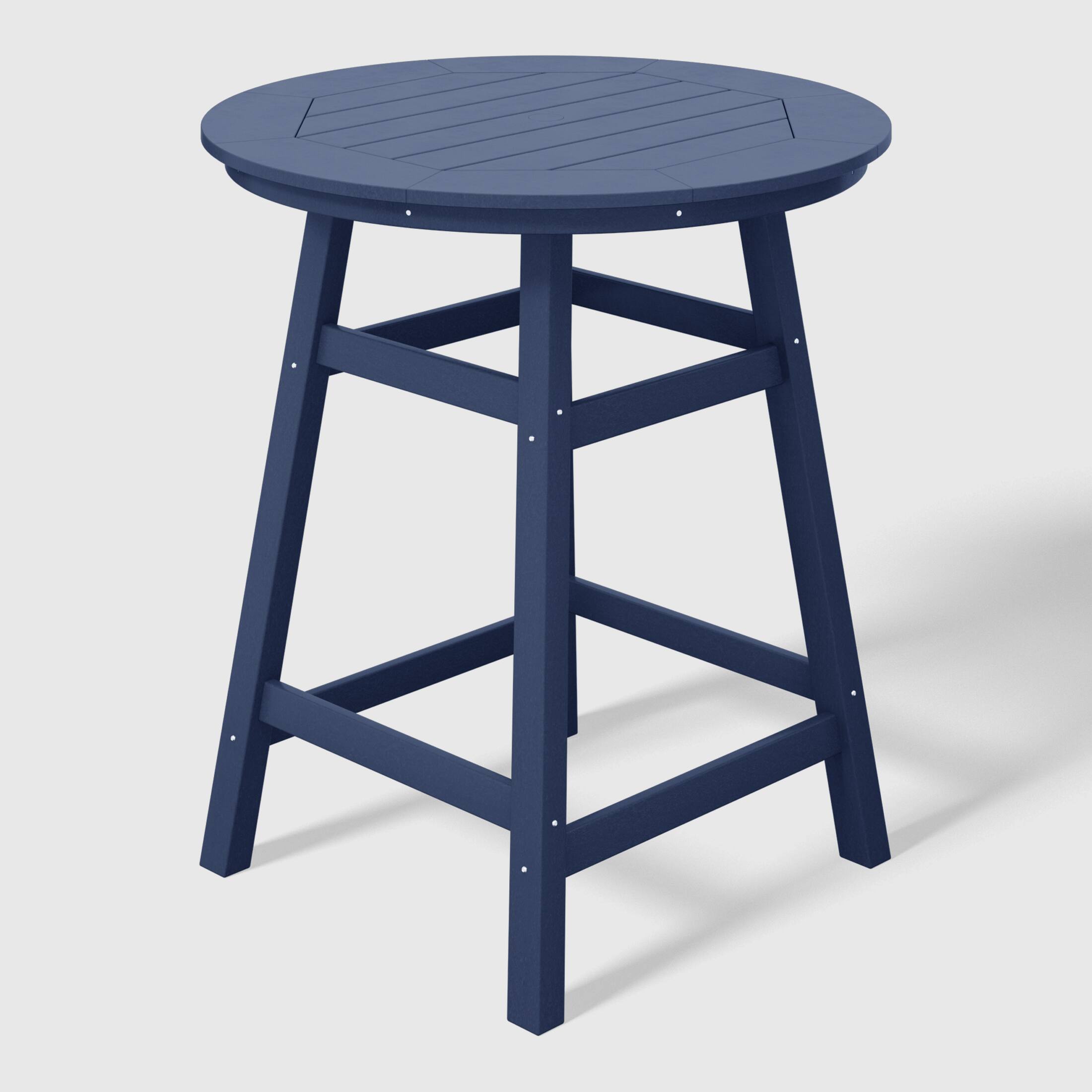 Left. WestinTrends - WestinTrends Malibu Outdoor 35" HDPE Round Patio Counter Height Bar Table - Navy Blue.