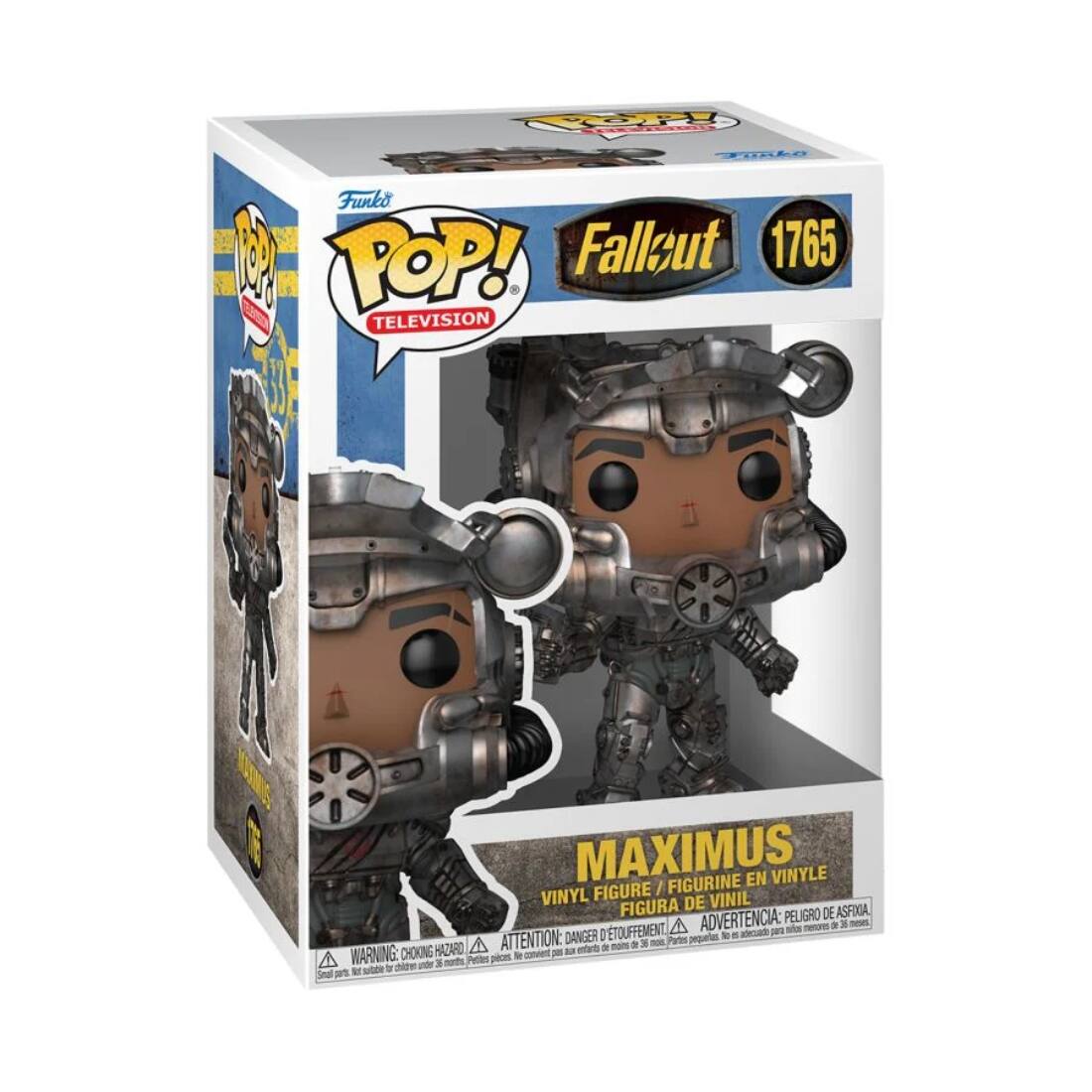 Funko  
POP!  
TELEVISION  

Fallout 1765  

MAXIMUS  
VINYL FIGURE / FIGURINE EN VINYLE / FIGURA DE VINIL  

WARNING: CHOKING HAZARD - Small parts. Not for children under 3 years.  
ATTENTION: PELIGRO DE ASFIXIA - Pequeñas piezas. No es adecuado para menores de 3 años.  
ADVERTENCIA: DANGER - ÉTROUFFEMENT - Petite pièce. Ne convient pas aux enfants de moins de 3 ans.