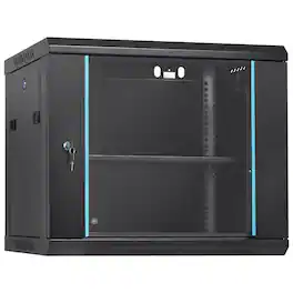VEVOR - 9U Wall-Mounted Server Network Cabinet, 15.5'' Depth, Secure Rack Enclosure, Supports up to 200 lbs - Black