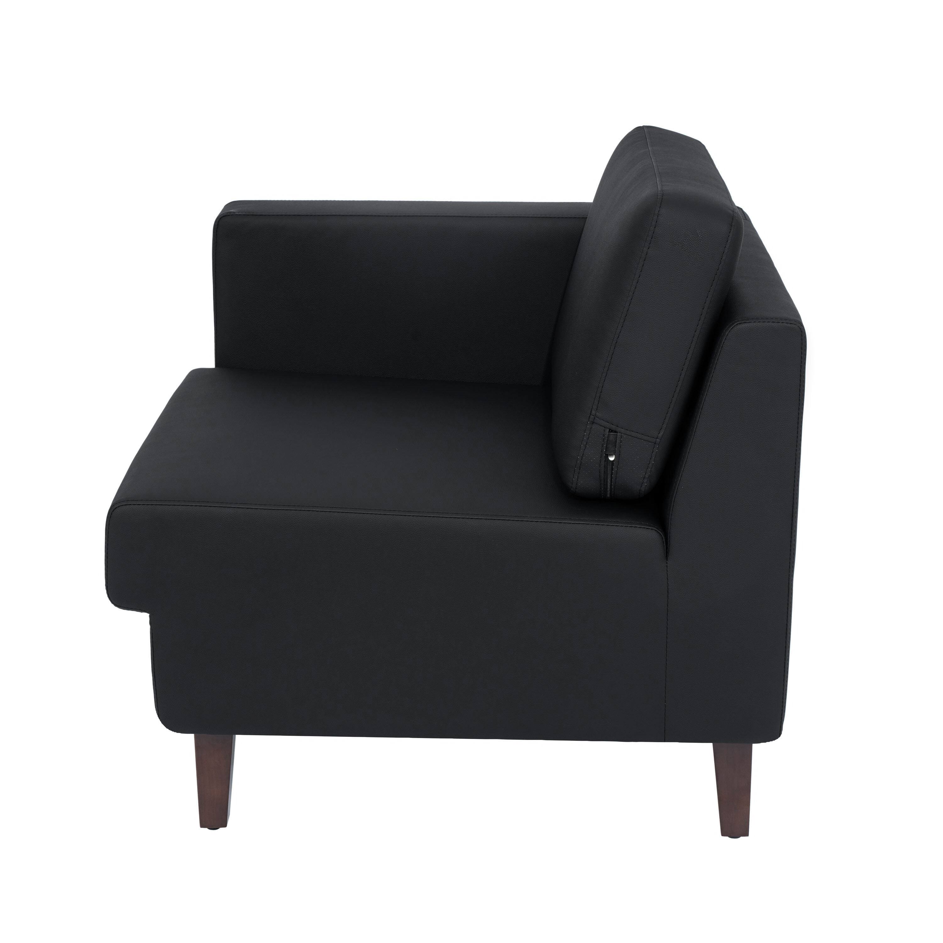 Left. Flash Furniture - HERCULES Artemis Black LeatherSoft Left Arm Reception Chair, 2 AC Outlets/1 USB/1 USB-C Ports and Wooden Walnut Legs wit - Black.