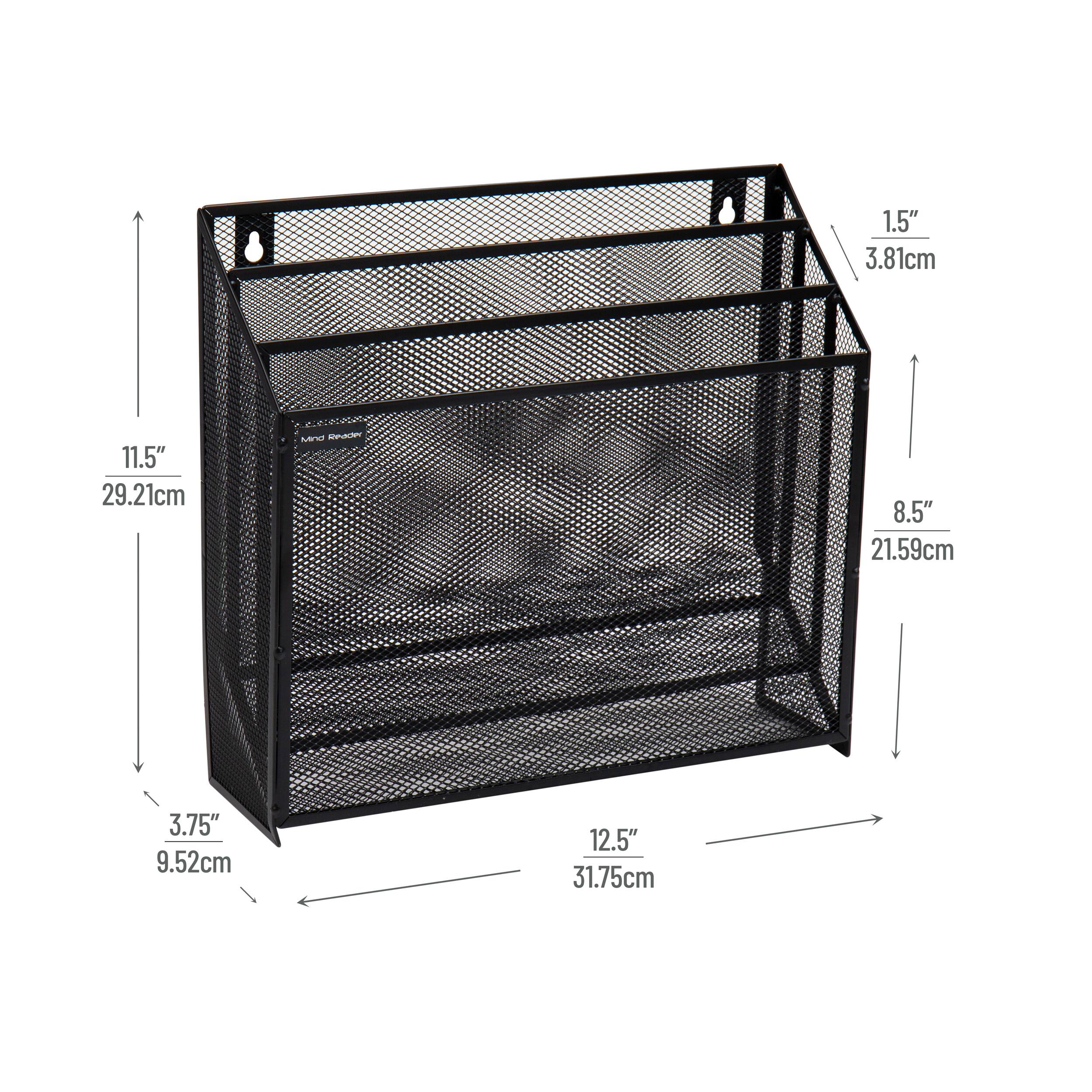 Alt View 12. Mind Reader - Vertical File Storage, Desktop Organizer, Wall Mount, Office, Metal Mesh, 12.5"L x 3.75"W x 11.5"H - Black.