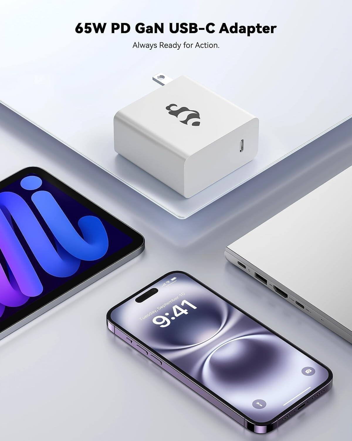 65W PD GaN USB-C Adapter Always Ready for Action.
September 10 Tuesday, 9:41