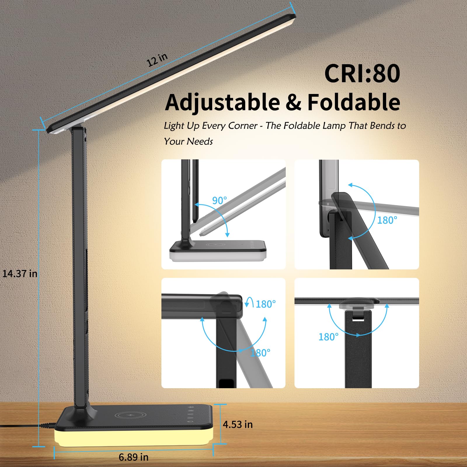 CRI:80 Adjustable & Foldable Light Up Every Corner - The Foldable Lamp That Bends to Your Needs

12 in
14.37 in
6.89 in
4.53 in

90°
180°
180°
180°