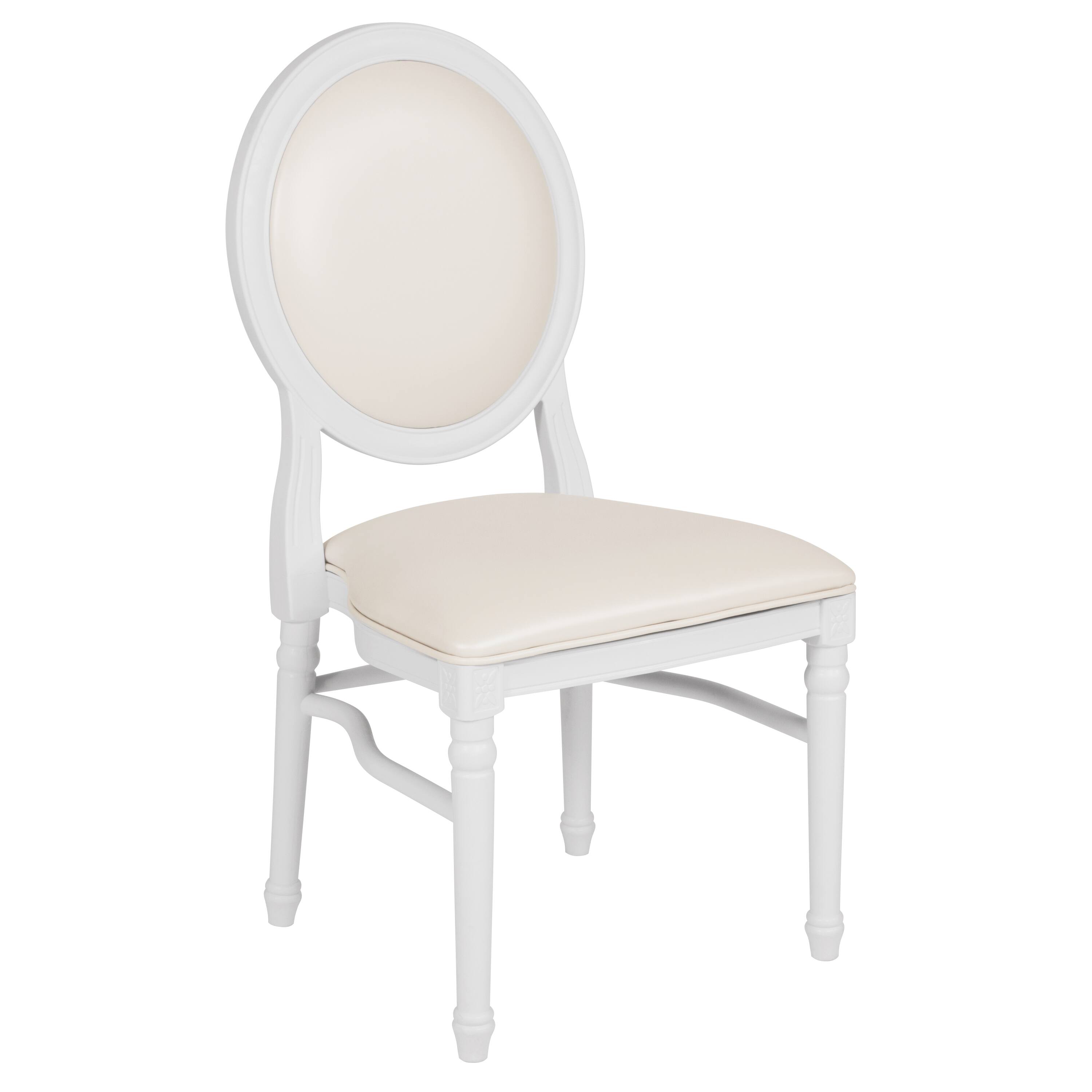 Alt View 1. Emma + Oliver - King Louis Dining Side Chair, Desk Chair - White Vinyl/White Frame.