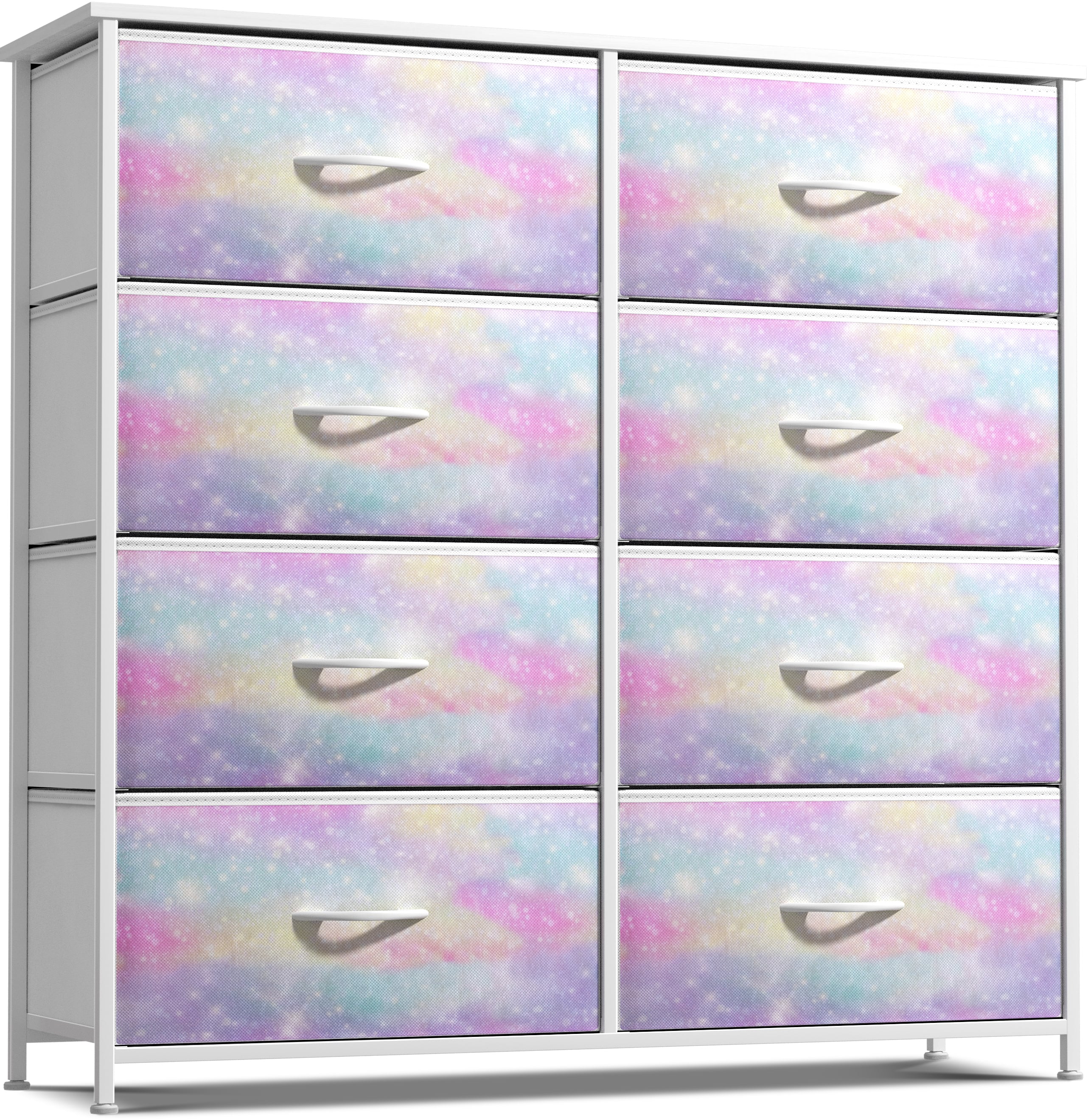 Front. Sorbus - Sorbus 8 Drawers Dresser- Storage Unit with Steel Frame, Wood Top, Fabric Bins - for Bedroom, Closet, Office, and more - Tie dye pastel.
