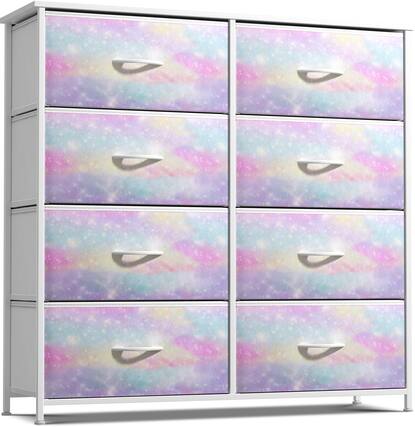 Front. Sorbus - Sorbus 8 Drawers Dresser- Storage Unit with Steel Frame, Wood Top, Fabric Bins - for Bedroom, Closet, Office, and more - Tie dye pastel.