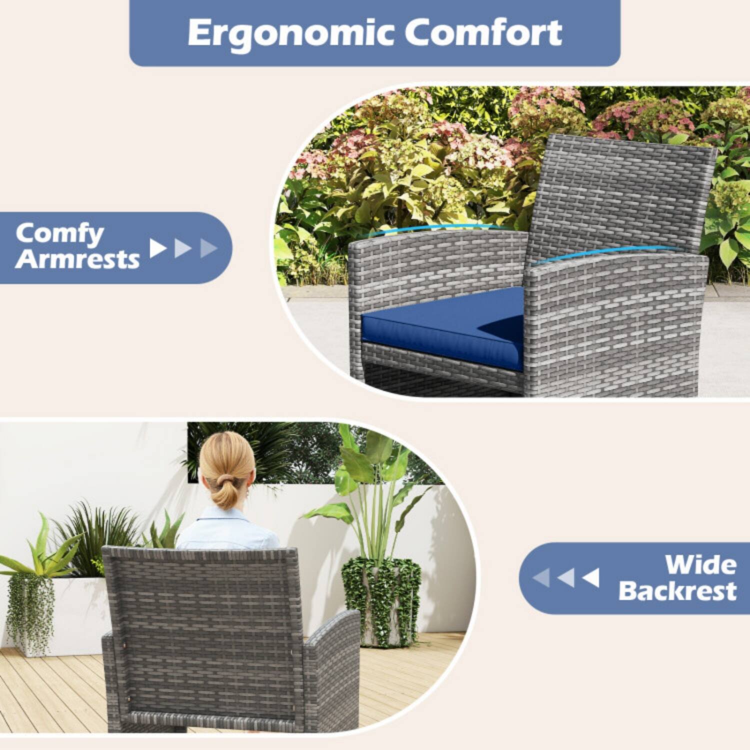 Ergonomic Comfort

- Comfy Armrests
- Wide Backrest