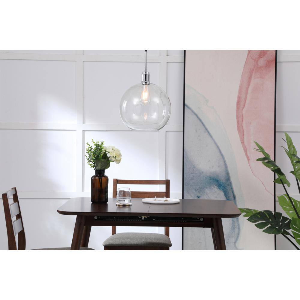 Angle. Living District - Emett 1 light Chrome and Clear glass pendant - Chrome And Clear Glass.