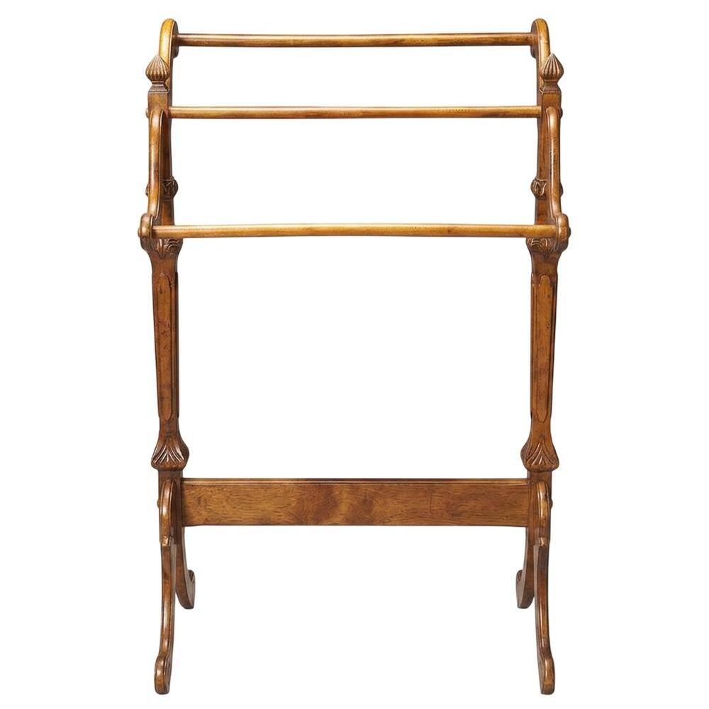 Back. Starlight Canyon Home - Wooden Blanket Stand with Trestle Base - Medium Brown.