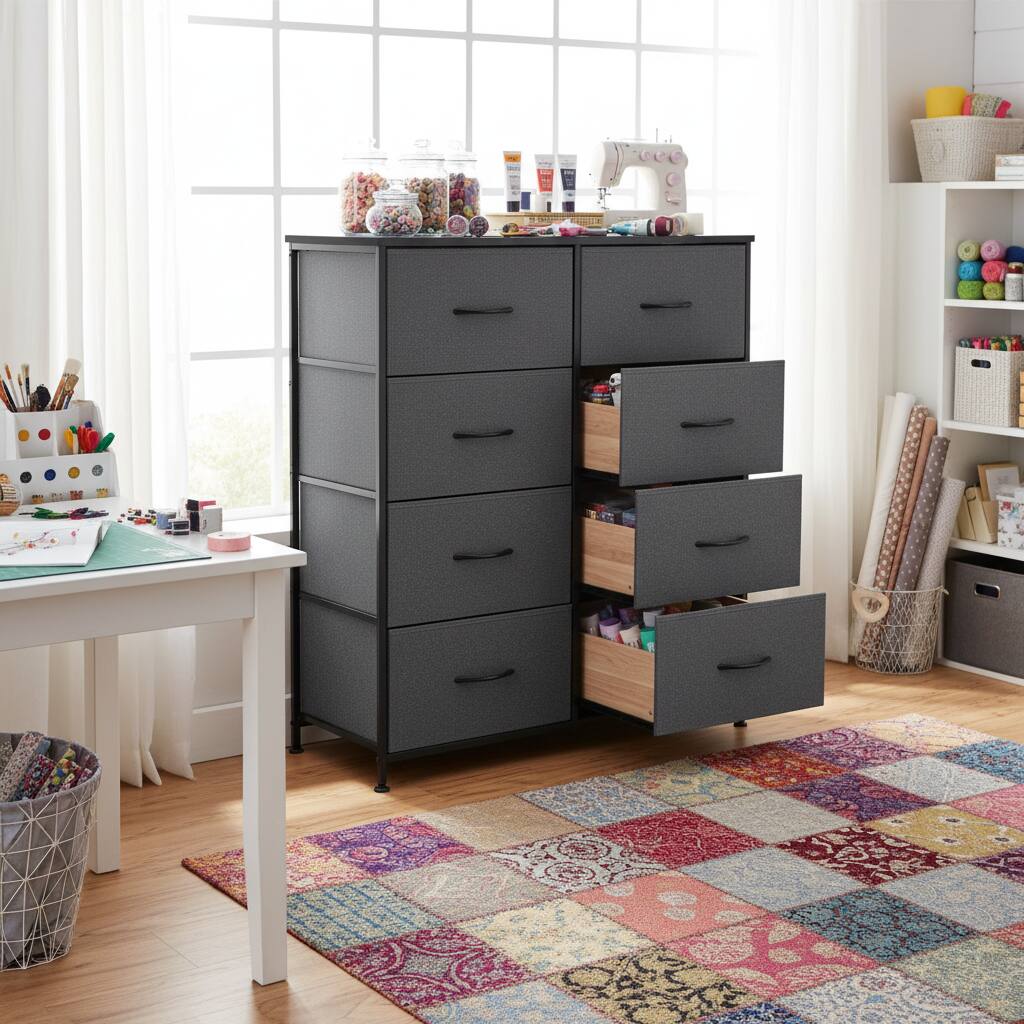 Alt View 2. AOITUN - 8-Drawer Fabric Storage Dresser Gray - Ideal Dorm Room Dresser Storage, Bedroom Organizer with Drawers - Gray.