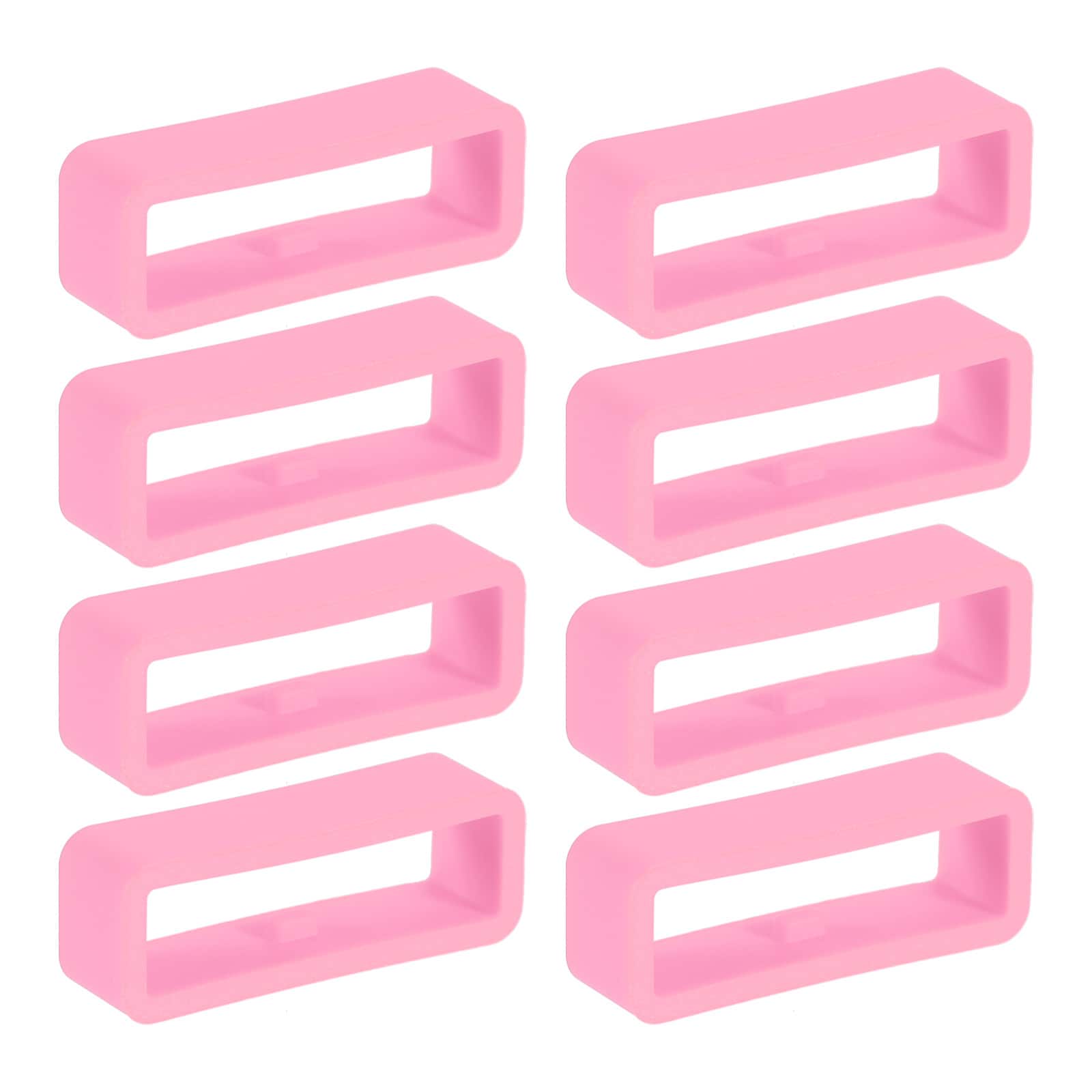 Unique Bargains - Watch Band Holder Loop, 8pcs Universal Silicone Watch Replacement Band Strap Keeper Parts for Smart Sport (24mm) - Pink