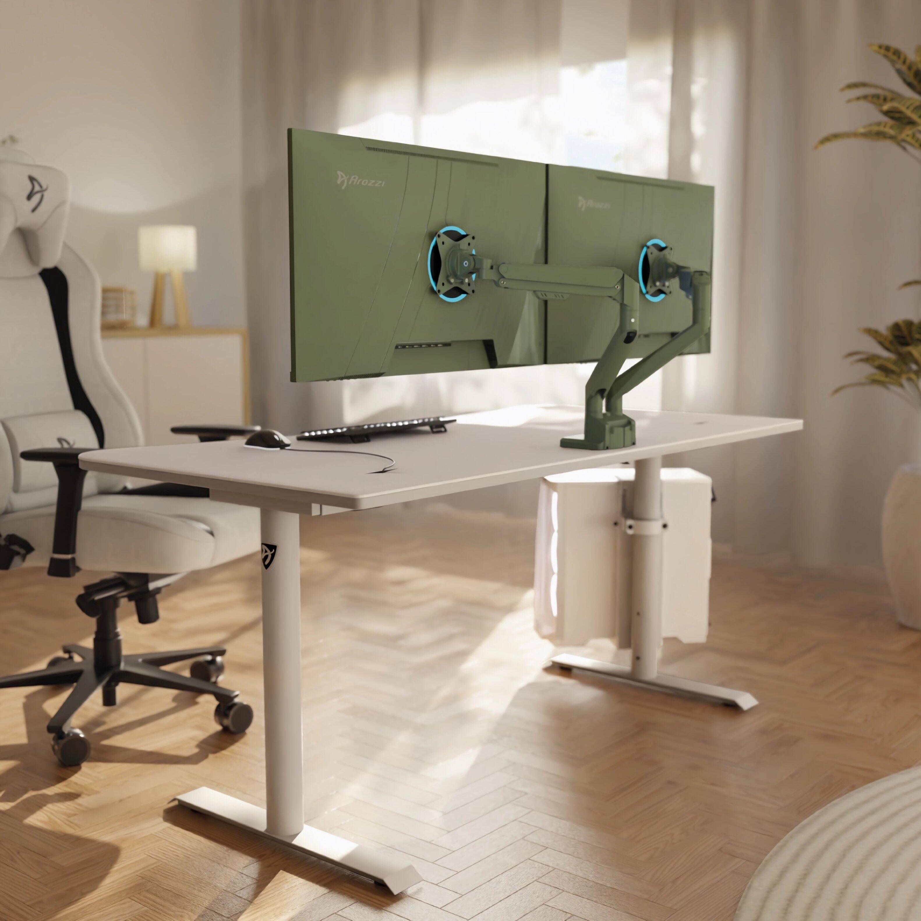 Back. Arozzi - Arozzi Alzare Neo Duo Gas Spring Dual Monitor Arm – Height Adjustable Desk Mount – Forest Green - Forest Green.