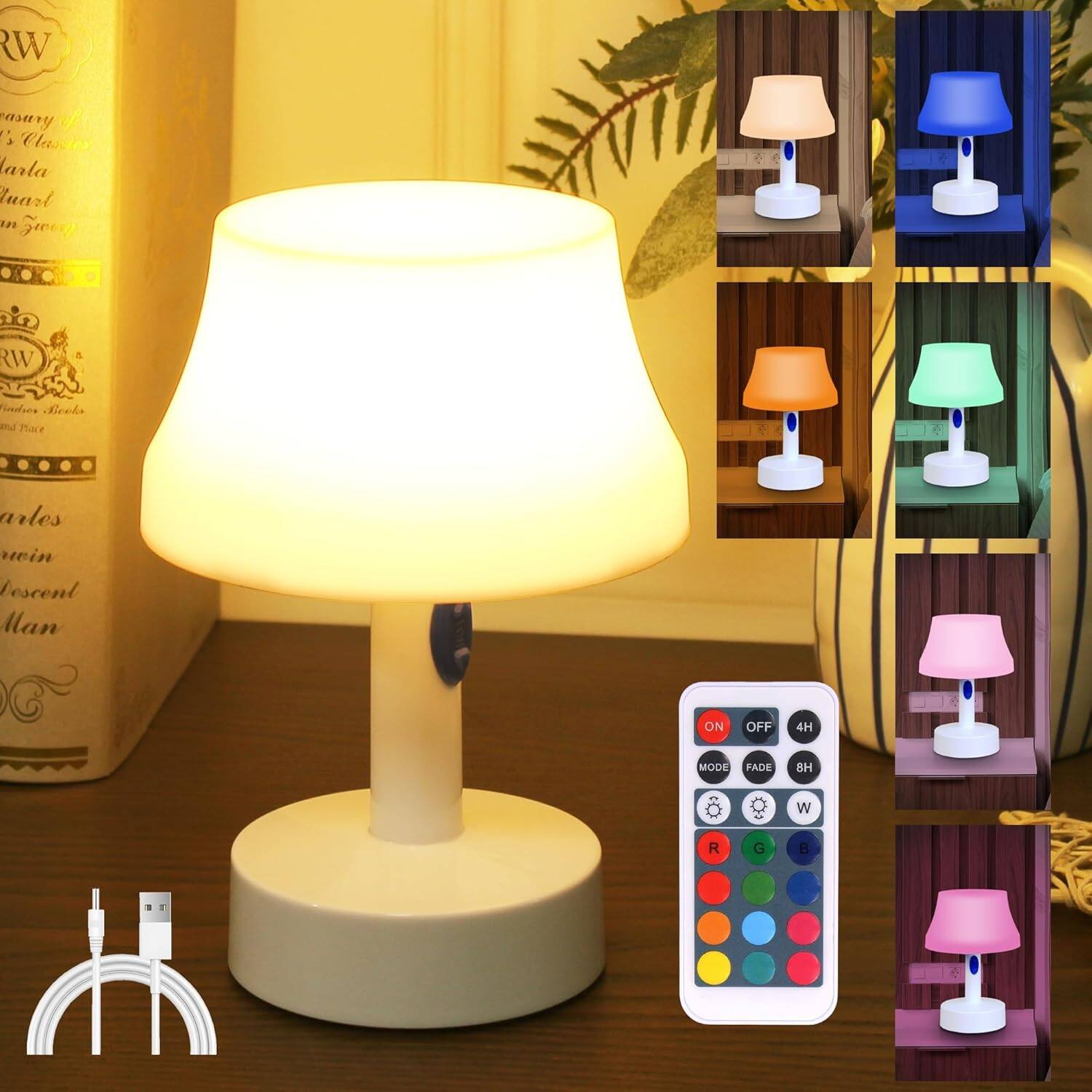 Stamp n Camp - Table Lamp with Warm & Cold Color 3 Stage Dimmable Beside Desk Lamps with Built-in Bulb Table Lamps for Bedroom - color changing