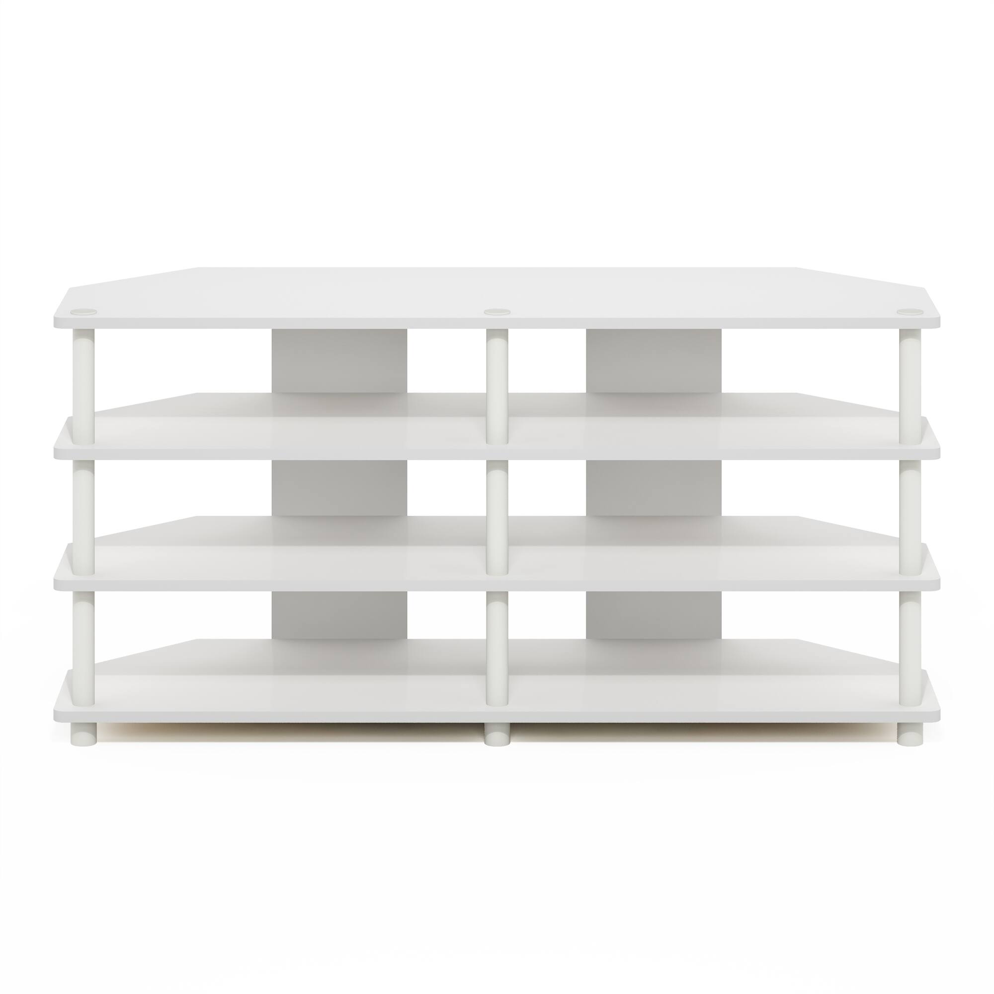 Alt View 2. Furinno - Econ Easy Assembly 4-Tier Corner TV Stand for TV up to 55-Inch - White/White.