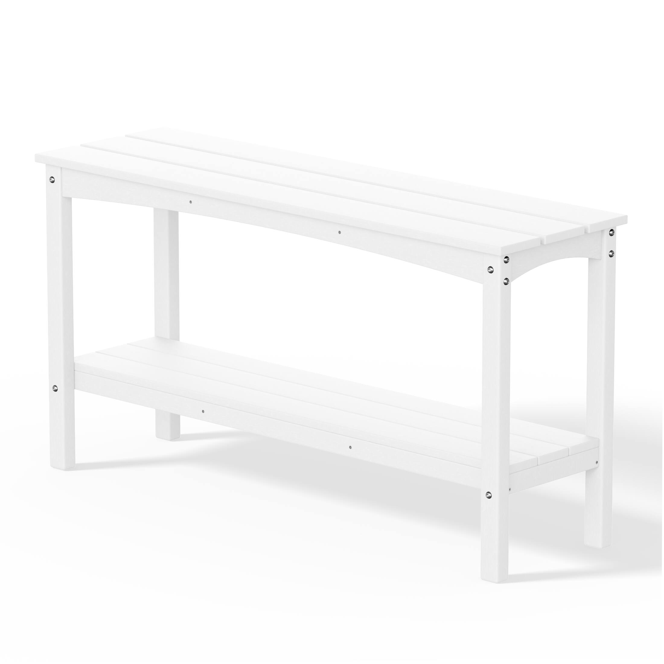Alt View 1. WestinTrends - WestinTrends Malibu 55" Outdoor Patio HDPE Adirondack 2-Tier Shelf Console Table - White.
