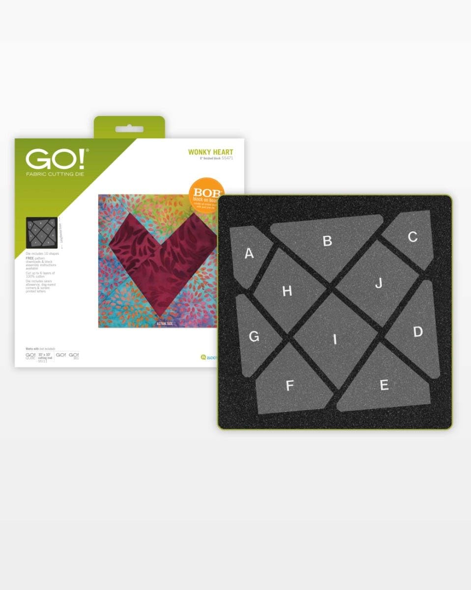 GO! FABRIC CUTTING DIE WONKY HEART - Srna 6547 BOB block - boa - - 10 - FRET menica .S A B C tu - JAm D ars a H J aES SU G I D GO 1 - - GO GO aCO F E