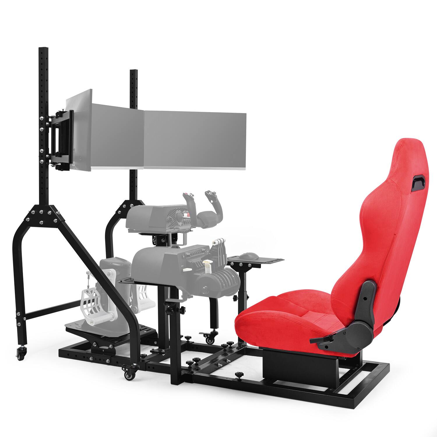 Front. Dardoo - Dardoo Flight and Racing Simulator Cockpit with Racing Seat and Triple Monitor Stand Fit for Logitech G29 G - Red & Black.