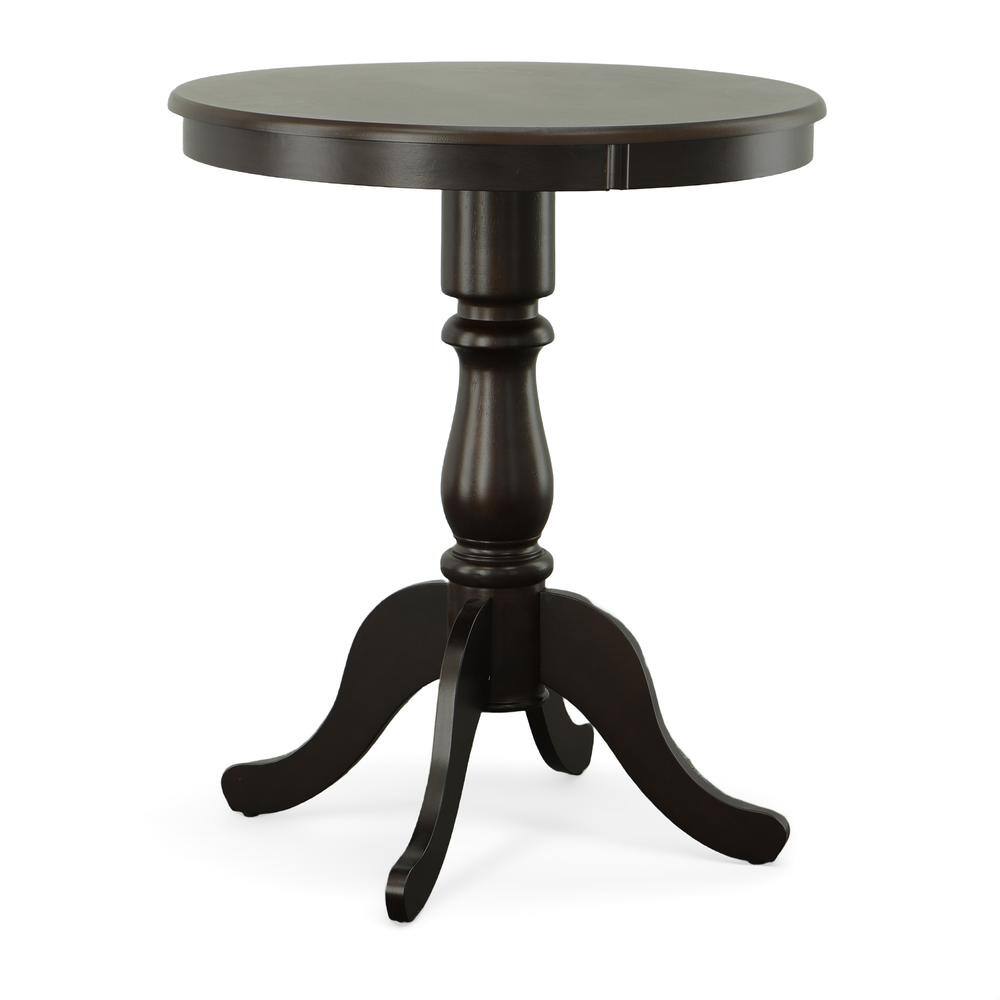 Angle. Carolina Chair & Table - Fairview 30" Round Pedestal Bar Table - Espresso - Espresso.