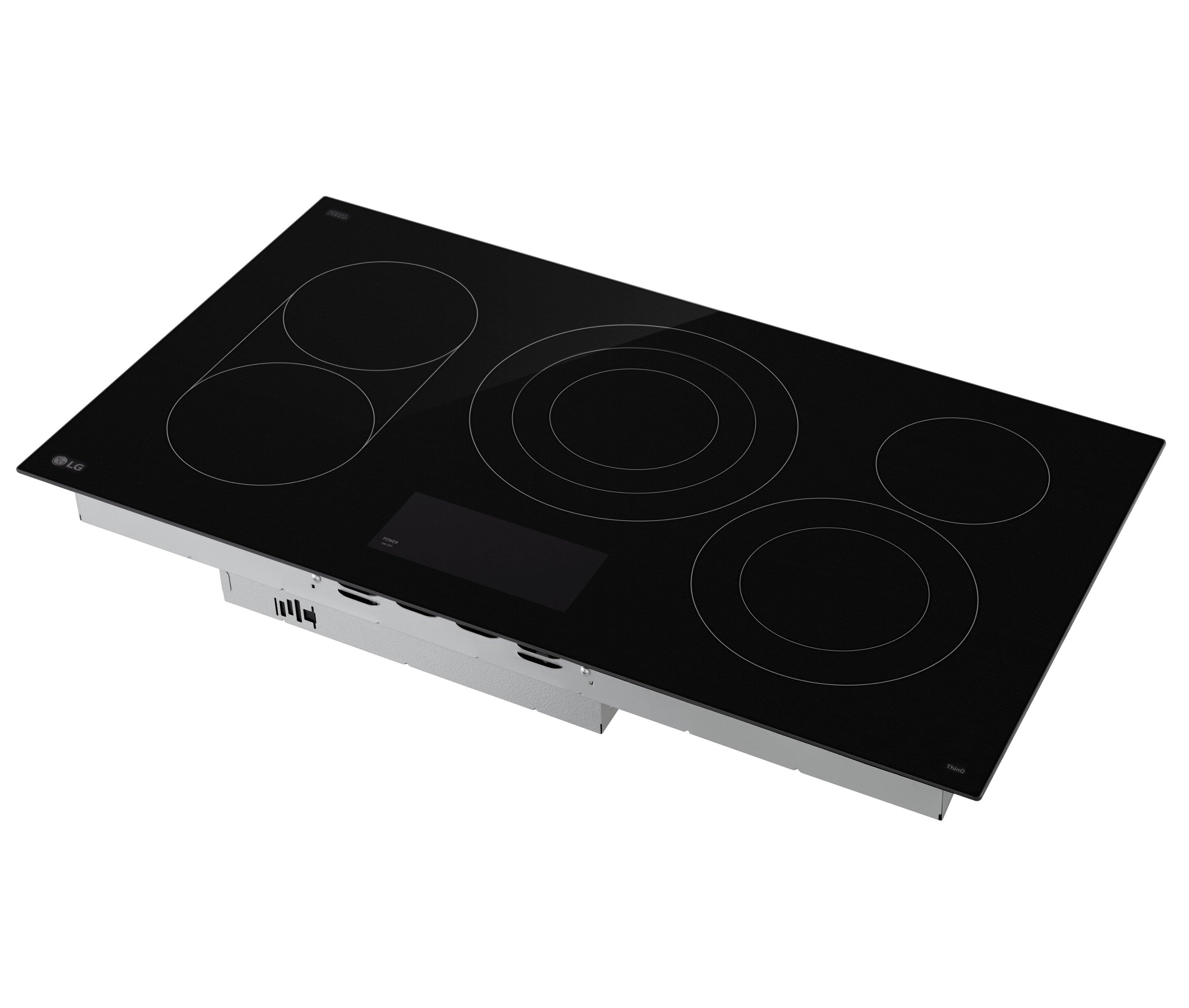 Alt View 8. LG - 36" Built-In Electric Smart Cooktop with 5 Elements, Backlit SmoothTouch Glass Controls and 3.6kW Triple Element - Black.