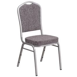 Emma + Oliver - Crown Back Stacking Banquet Dining Chair - Herringbone Fabric/Silver Frame