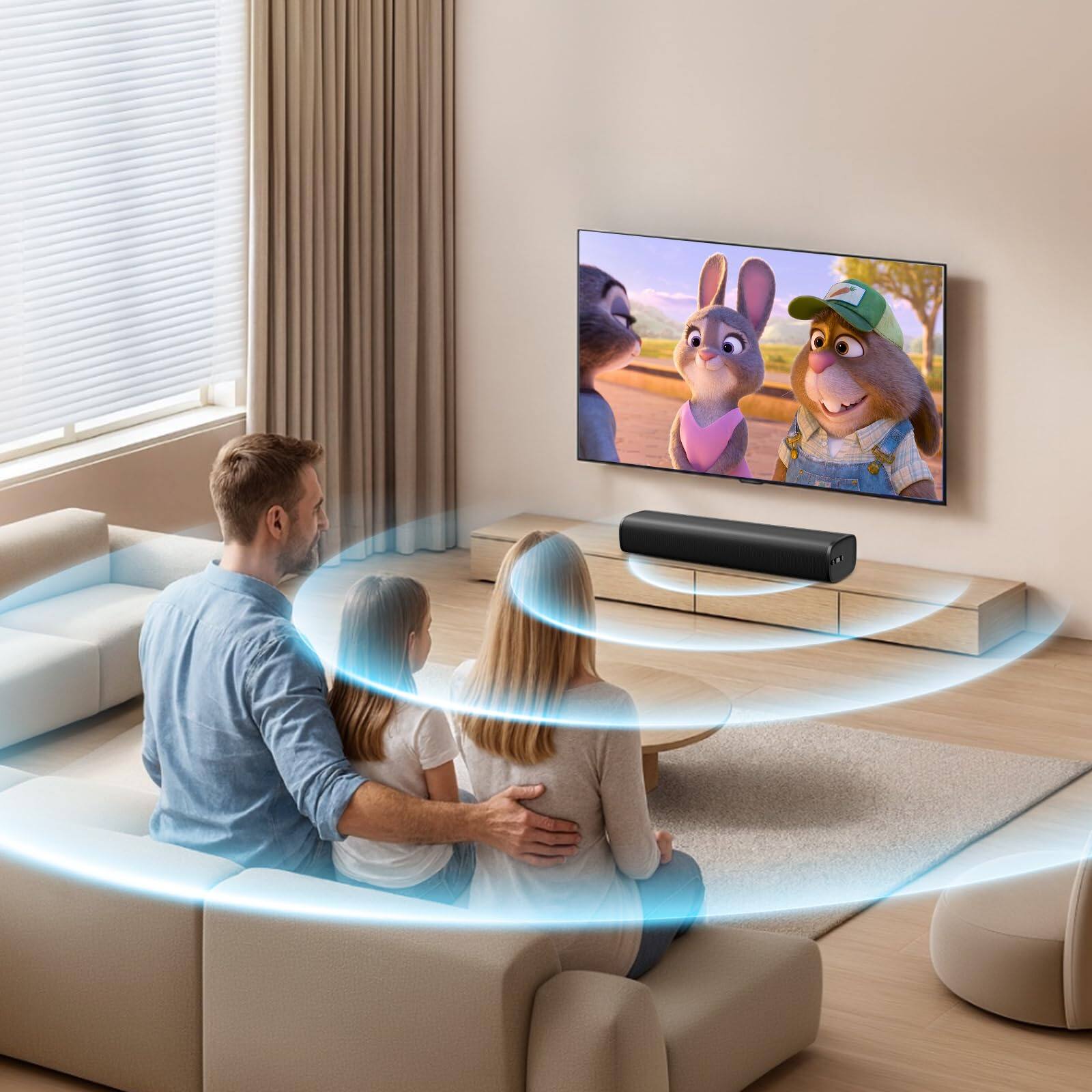 Alt View 1. Dazzed Corner - Sound Bar, 50W Soundbar for Smart TV Bluetooth 5.3 Speaker - Black.