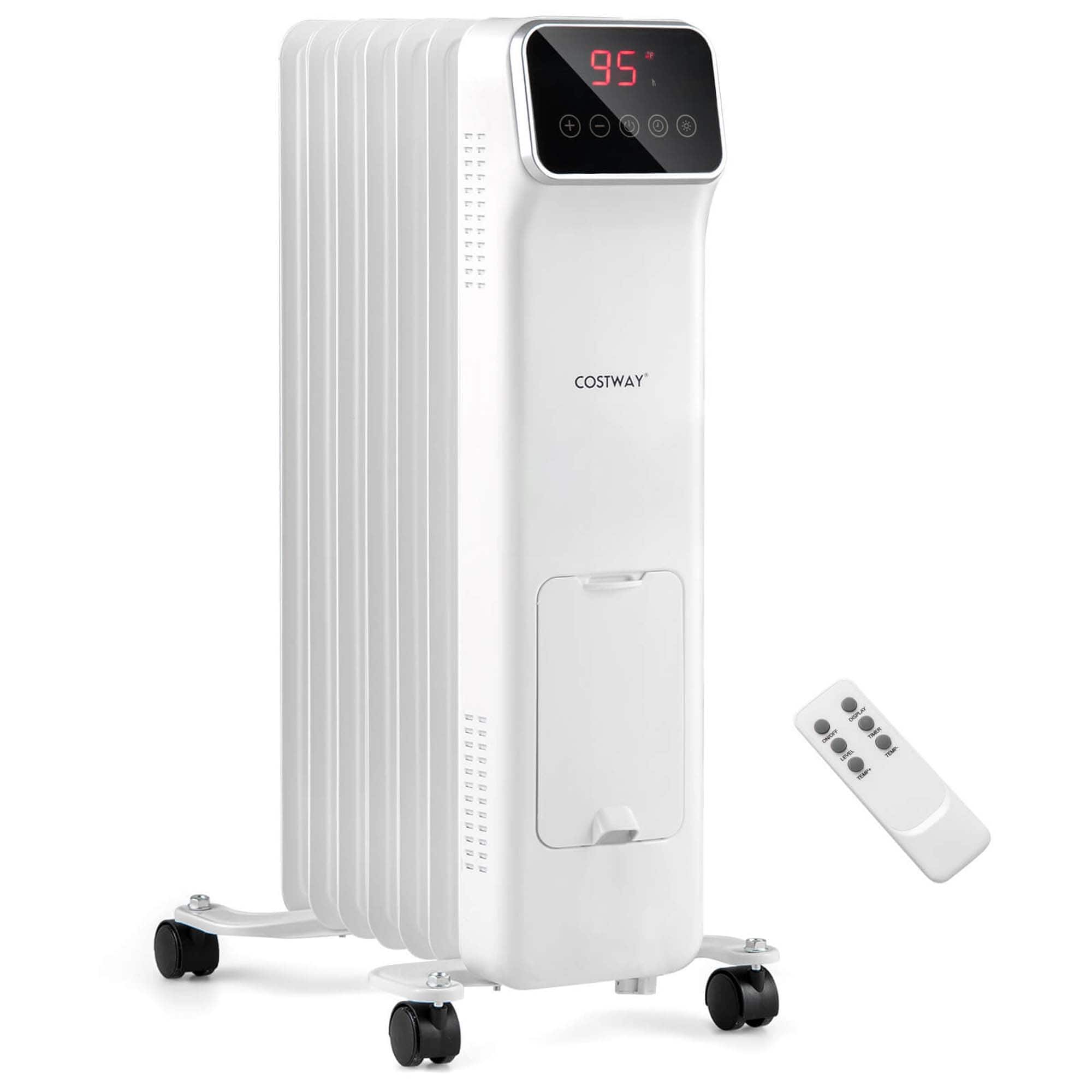 Front. Costway - Costway 1500W Oil Filled Radiator Heater with Remote Control 3 Modes 24H Timer Indoor White - White.