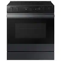 Samsung - Bespoke Smart Slide-In Electric Range 6.3 cu. ft. with Air Sous Vide & Air Fry - Matte Black Steel - Front_Zoom