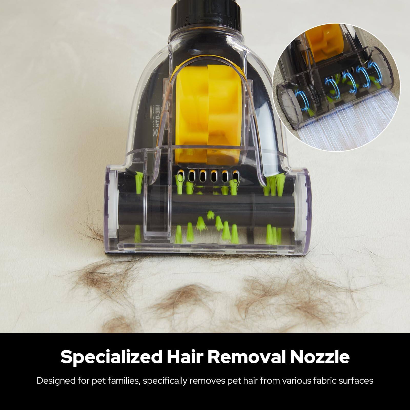 Specialized Hair Removal Nozzle

Designed for pet families, specifically removes pet hair from various fabric surfaces