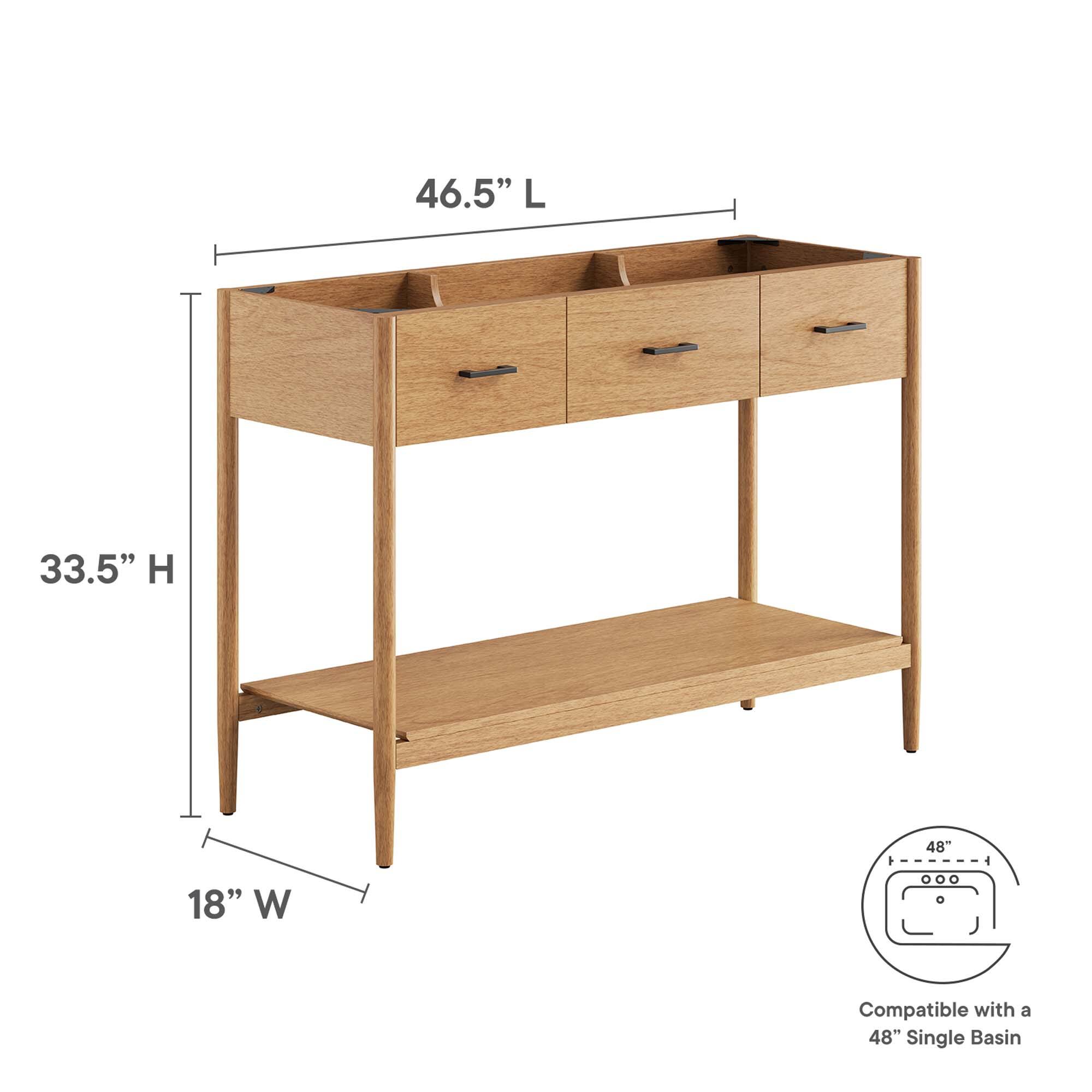 46.5" L  
33.5" H  
18" W  
Compatible with a 48" Single Basin