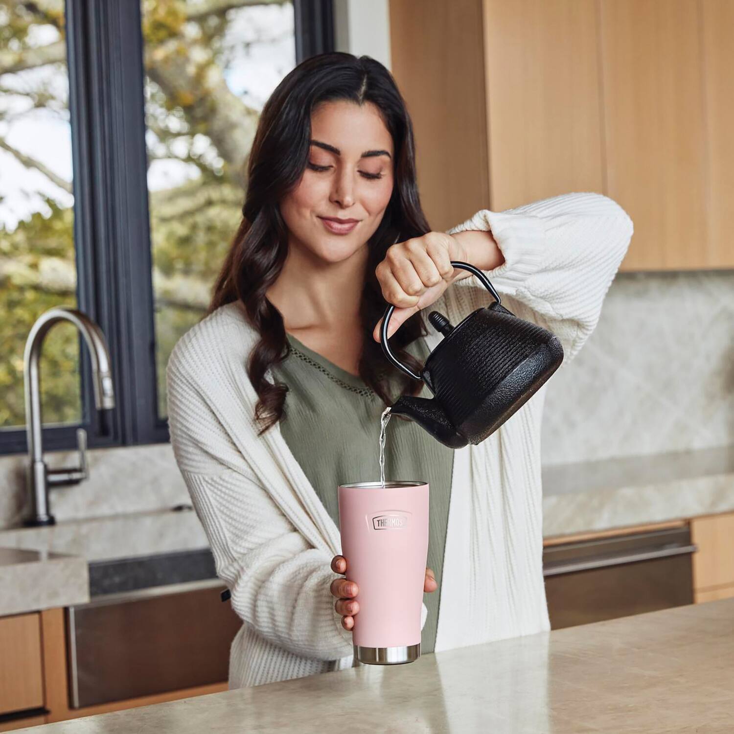 Alt View 4. Thermos - Thermos 16 oz. Icon Stainless Steel Tumbler - Sunset Pink - Sunset Pink.