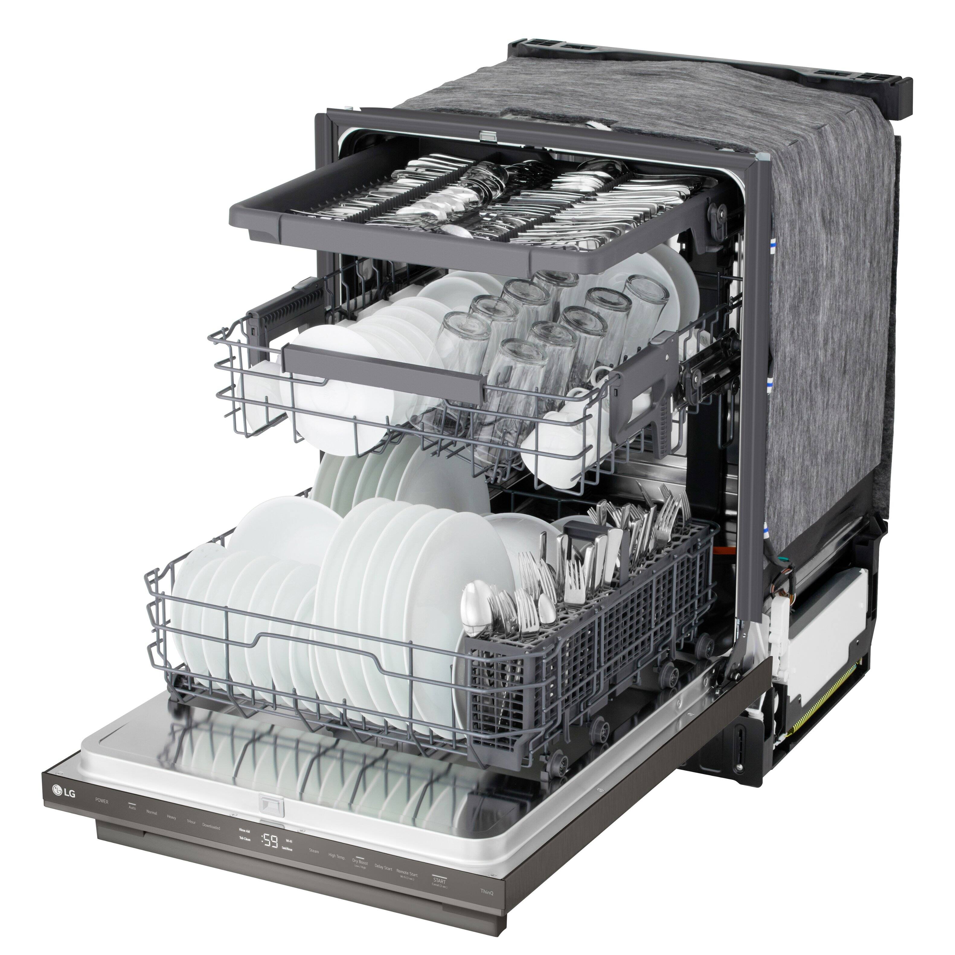 Alt View 15. LG - FlushFit 24" Top Control Smart Built-In Stainless Steel Tub Dishwasher with 3rd Rack, 1-Hour Wash & Dry Cycle and 46dBA - Black Stainless Steel.