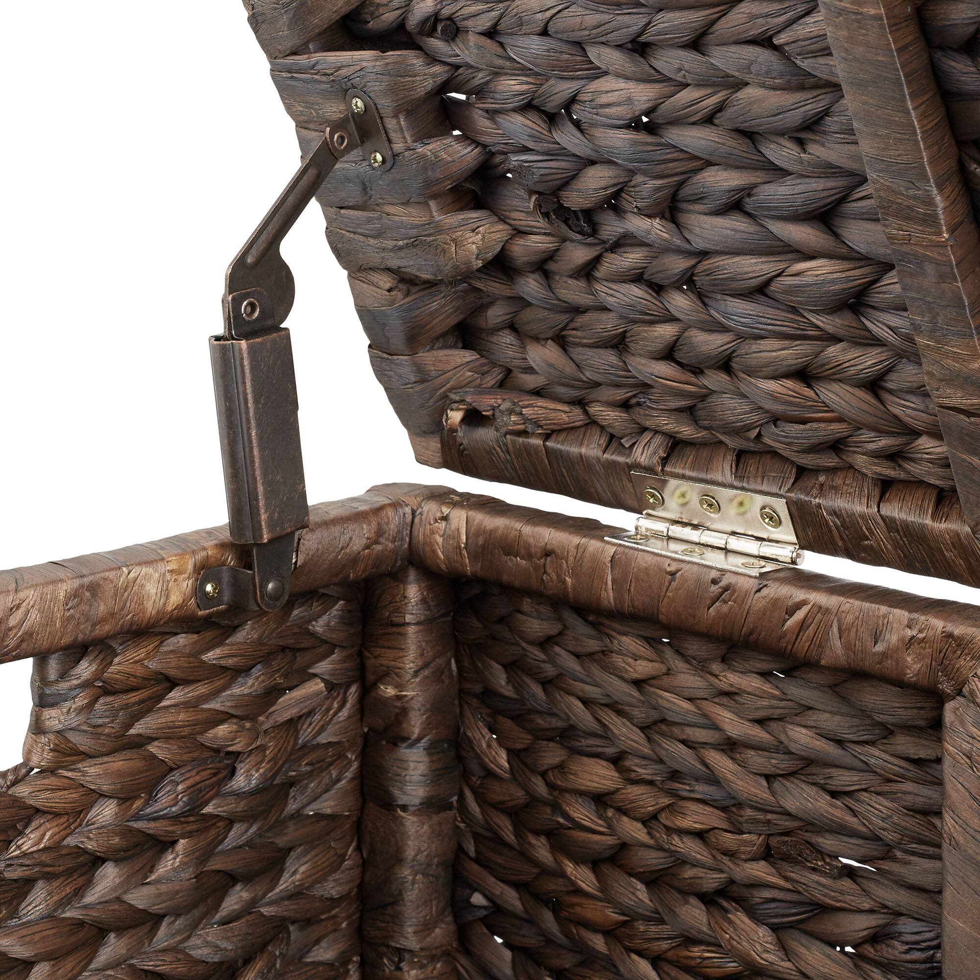 Alt View 5. Casafield - 30-in Storage Chest Trunk w Curved Lid - Safety Hinge - Water Hyacinth - Espresso.