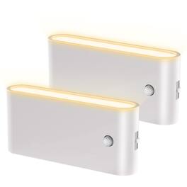 Jandcase - 2-Pack 1W Plug-in Motion Sensor Night Light, 3000K Warm Glow, Up/Down Light, Finish, ON/OFF/AUTO - White