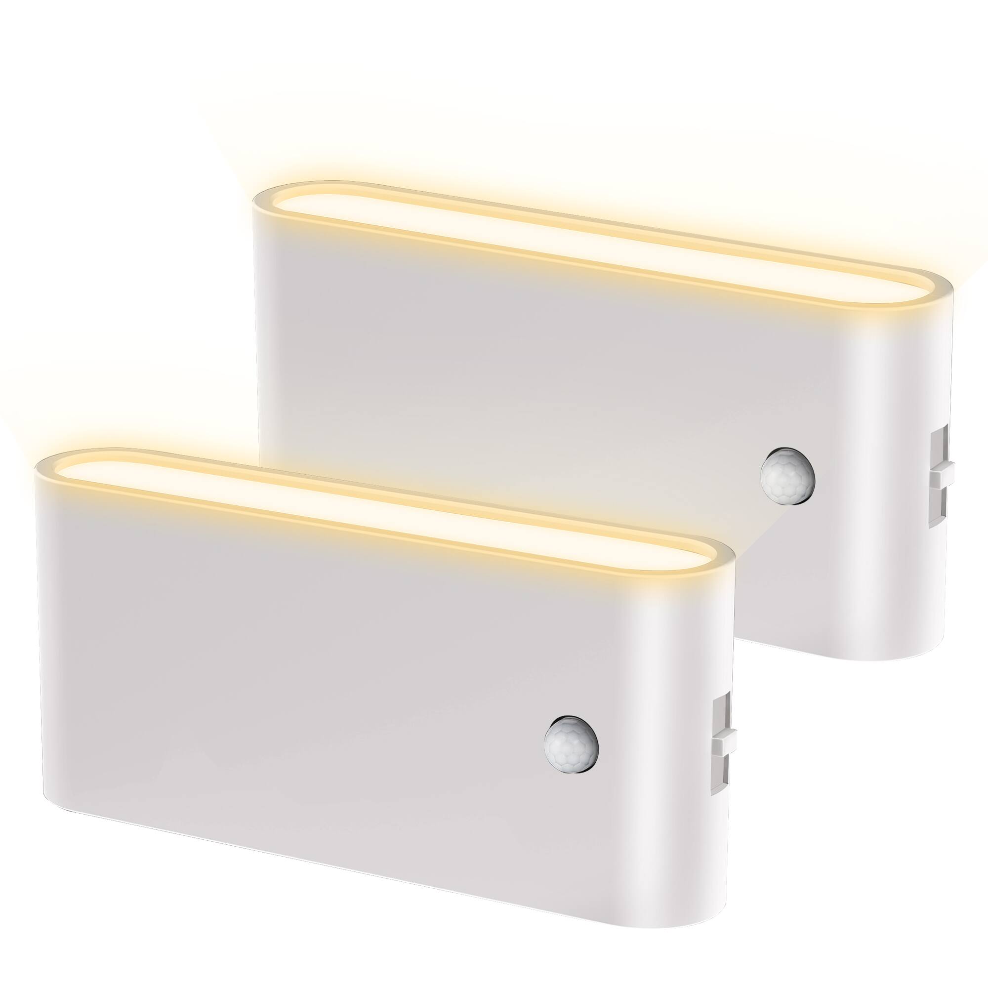 Front. Jandcase - JANDCASE 2-Pack 1W Plug-in Motion Sensor Night Light, 3000K Warm Glow, Up/Down Light, White Finish, ON/OFF/AUTO - White.
