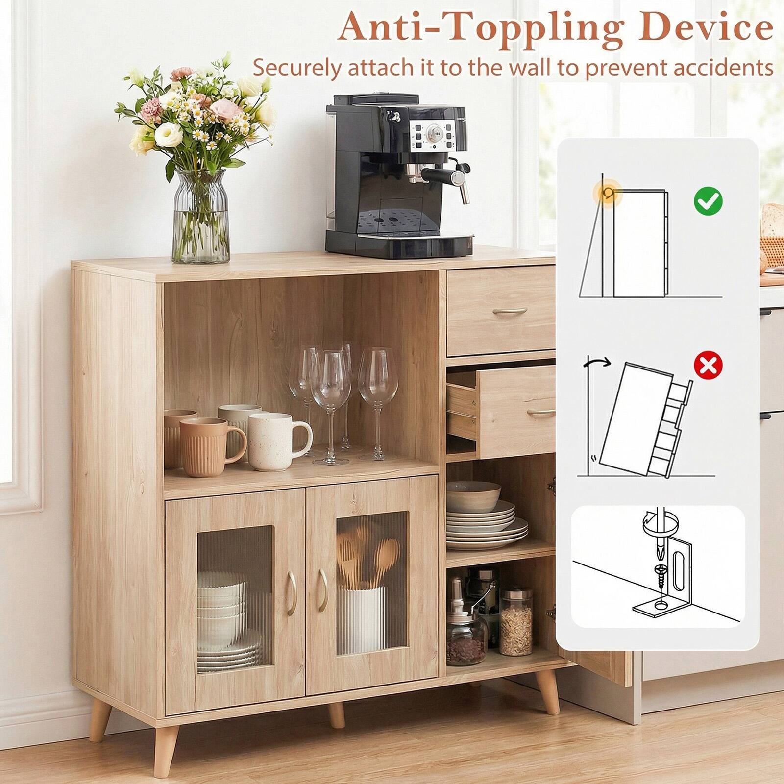 Anti-Topping Device  
Securely attach it to the wall to prevent accidents.