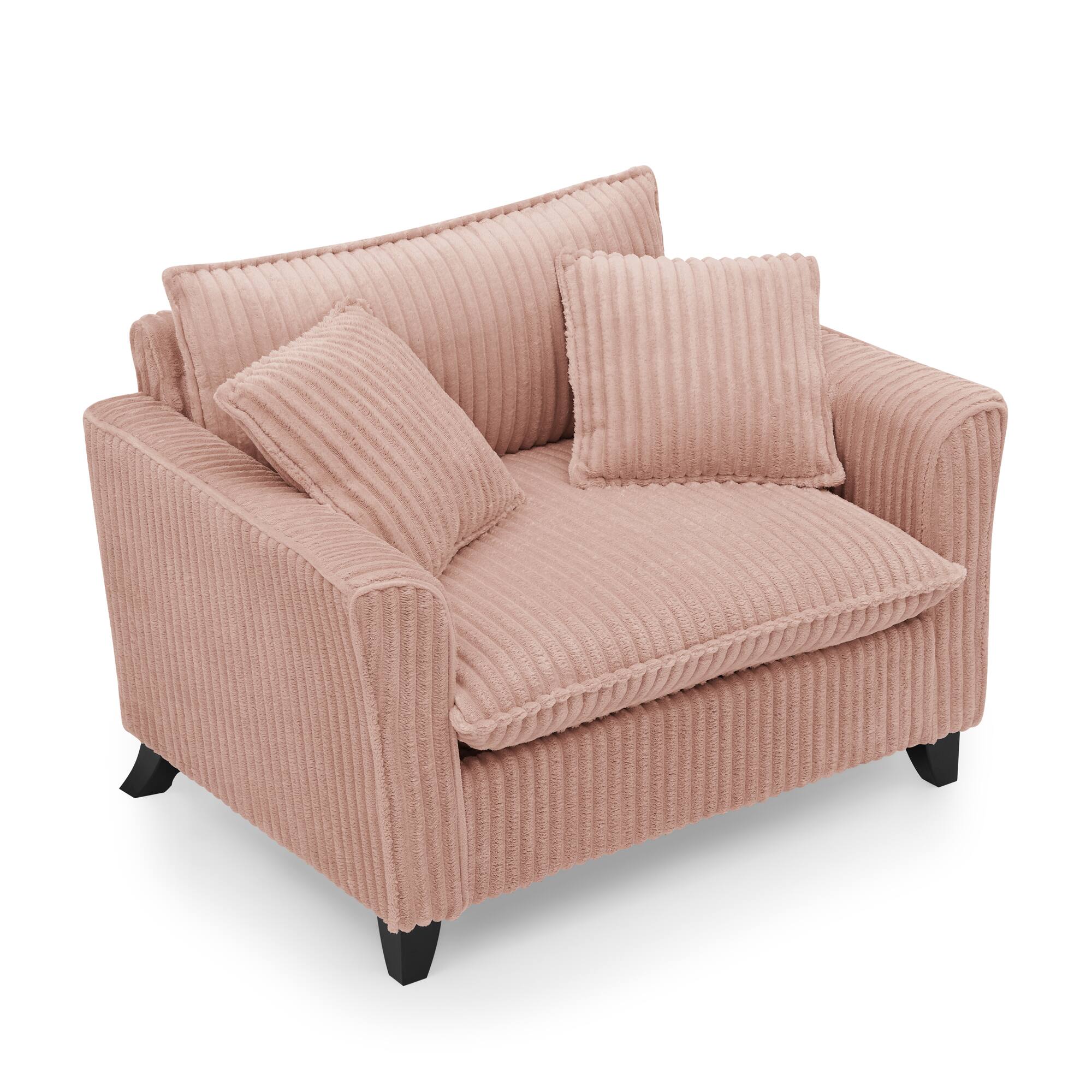 Left. Trinkets Crazed - Wide Accent Armchair with Pillows,Corduroy Oversized Single Sofa, Chair and a Half with Wide Armrest for Living Room - Pink.