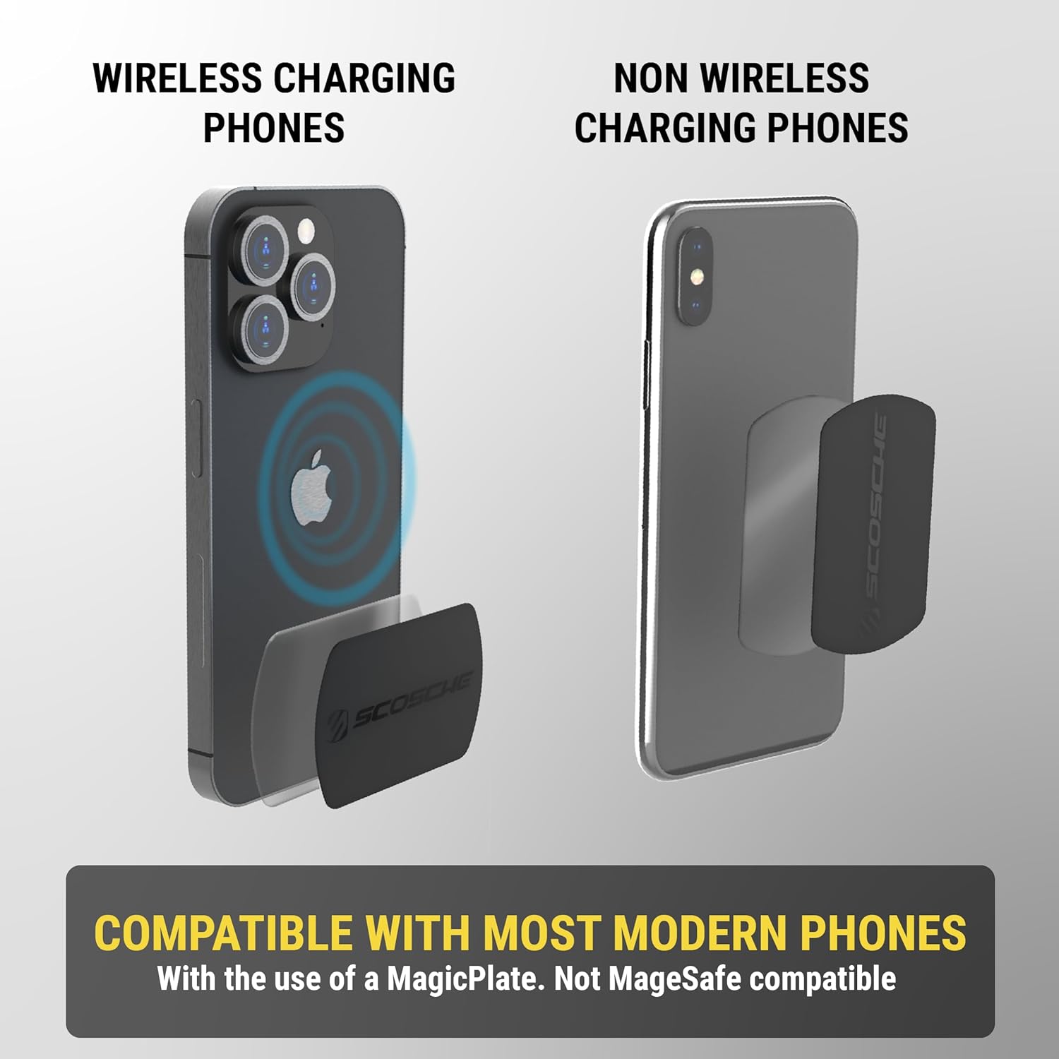 WIRELESS CHARGING PHONES

NON WIRELESS CHARGING PHONES

COMPATIBLE WITH MOST MODERN PHONES
With the use of a MagicPlate. Not MageSafe compatible