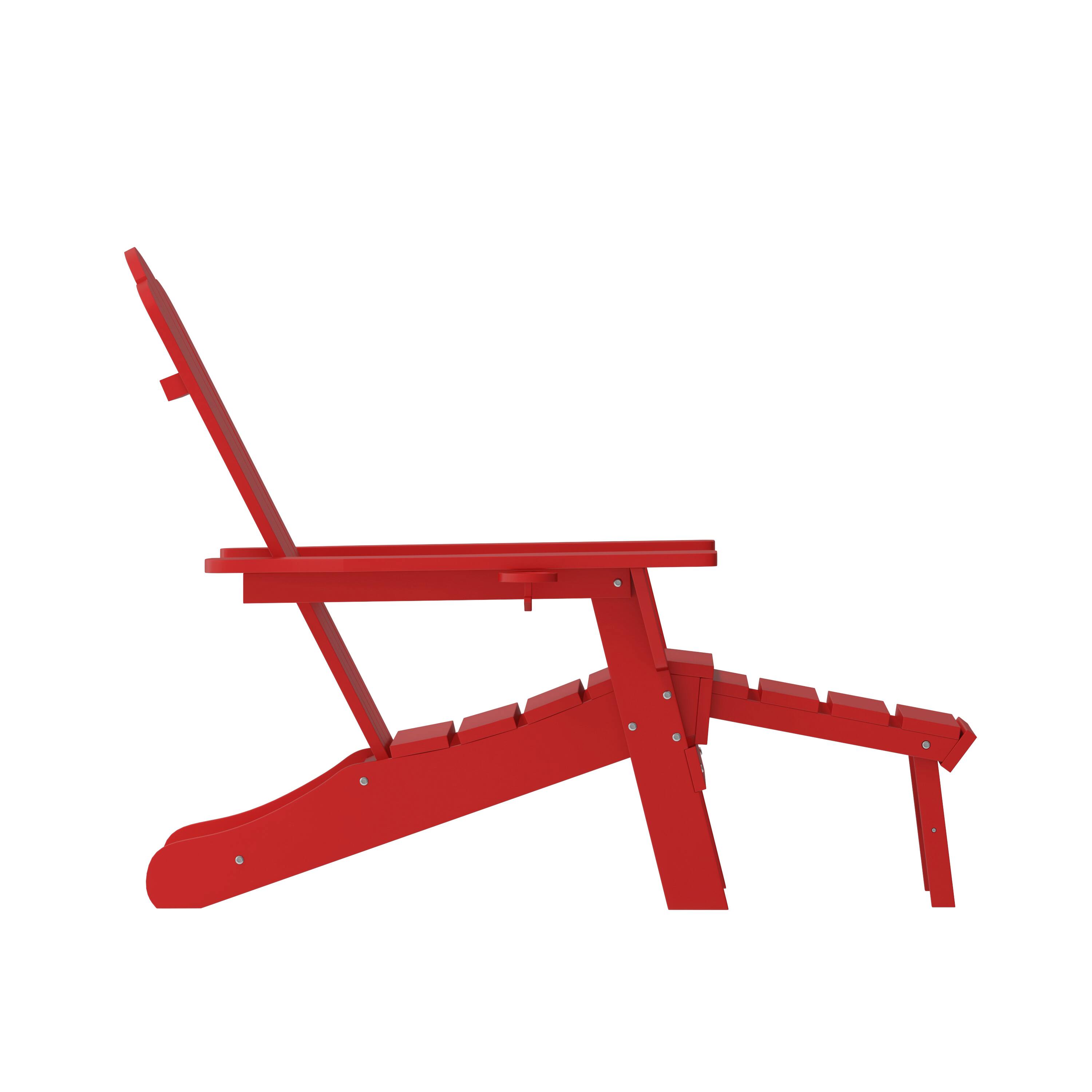 Alt View 9. Emma + Oliver - Tiverton Set of 2 Adirondack Chairs with Cup Holders and Pull Out Ottoman, All-Weather HDPE Indoor/Outdoor Lounge Chairs - Red.