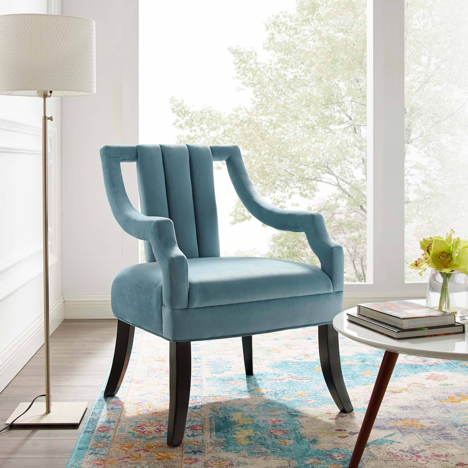 Harken Performance Velvet Accent Chair by Modway - Light Blue
