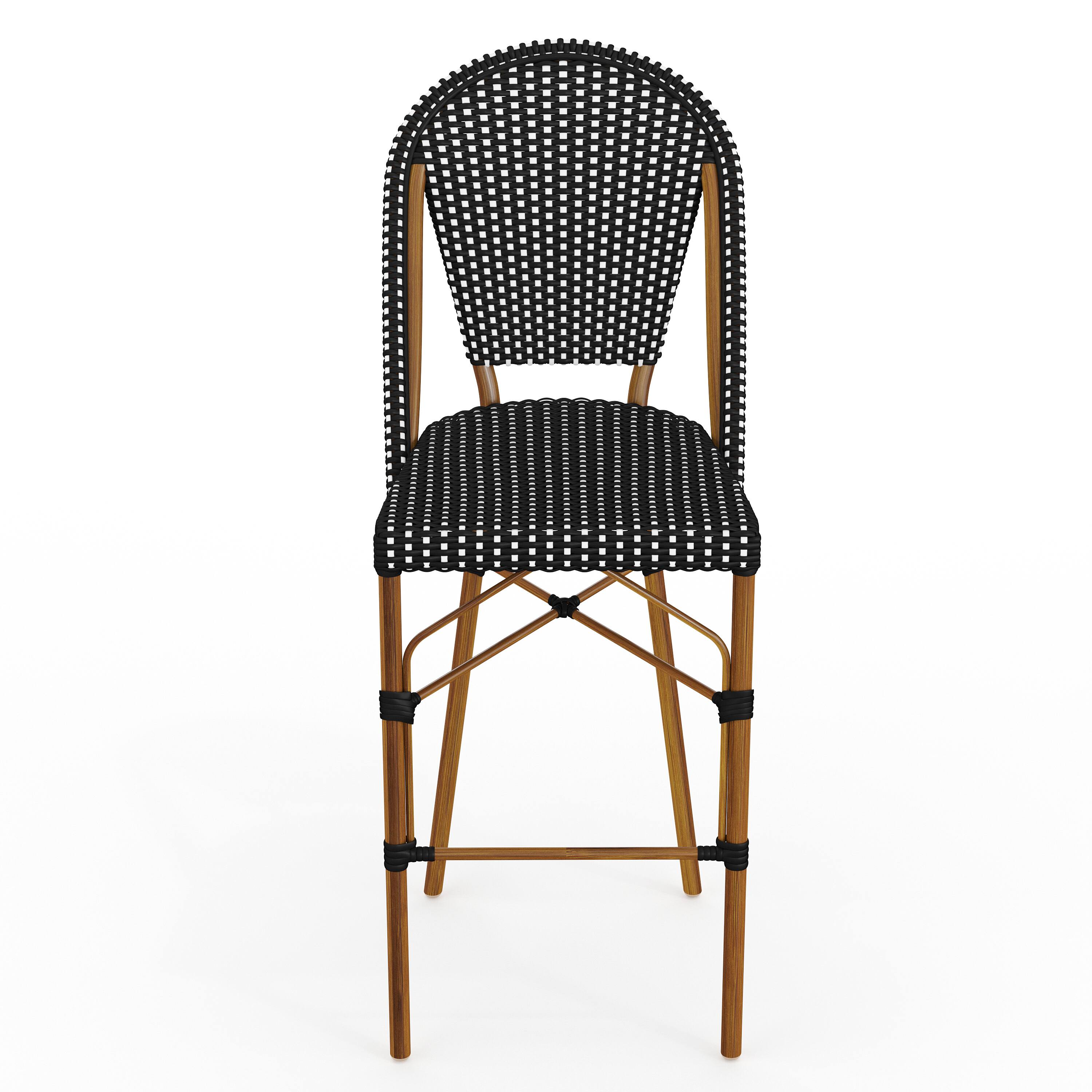 Alt View 9. Martha Stewart - Lily Pond All-Weather Stackable Patio Bistro Bar Stool - Black & White/Natural Frame.