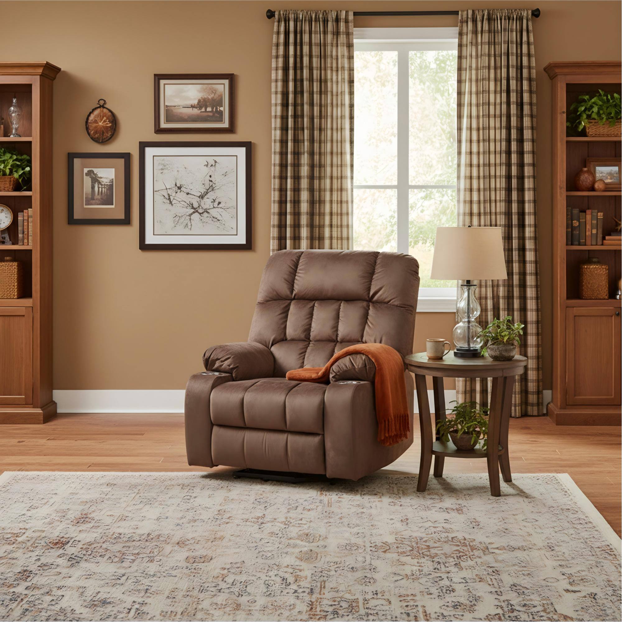 Alt View 1. Boyel Living - Lift Chair for Big and Tall Person 2 OKIN Motor Heat Massage 2 Remote 2 Cup Holder 2 Pockets - BROWN.