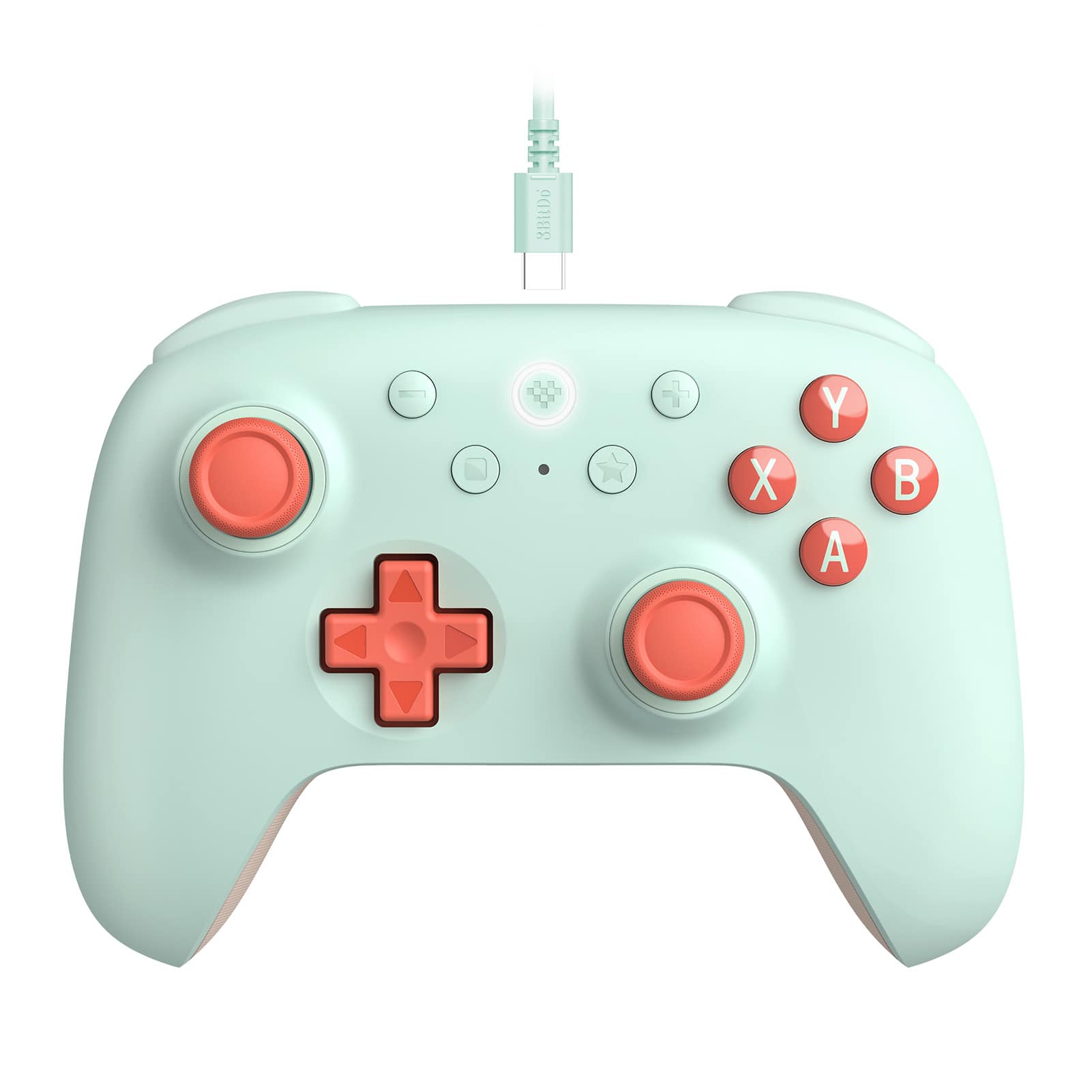Front. 8BitDo - Ultimate 2C Wired Controller for Android and Windows with Hall Effect Joysticks - Mint.