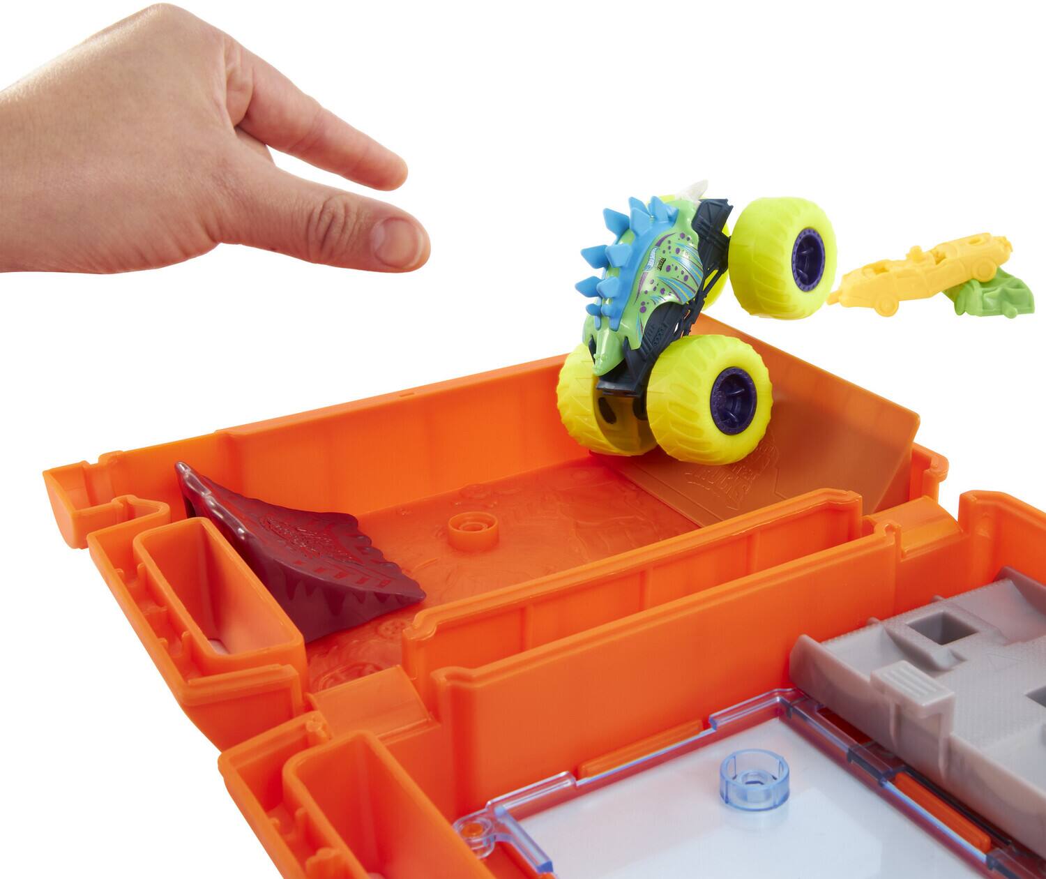 Alt View 3. Mattel - Mattel - Hot Wheels Monster Trucks Stunt N' Go Fossil Fuel Playset   - Collectibles - Multicolor.